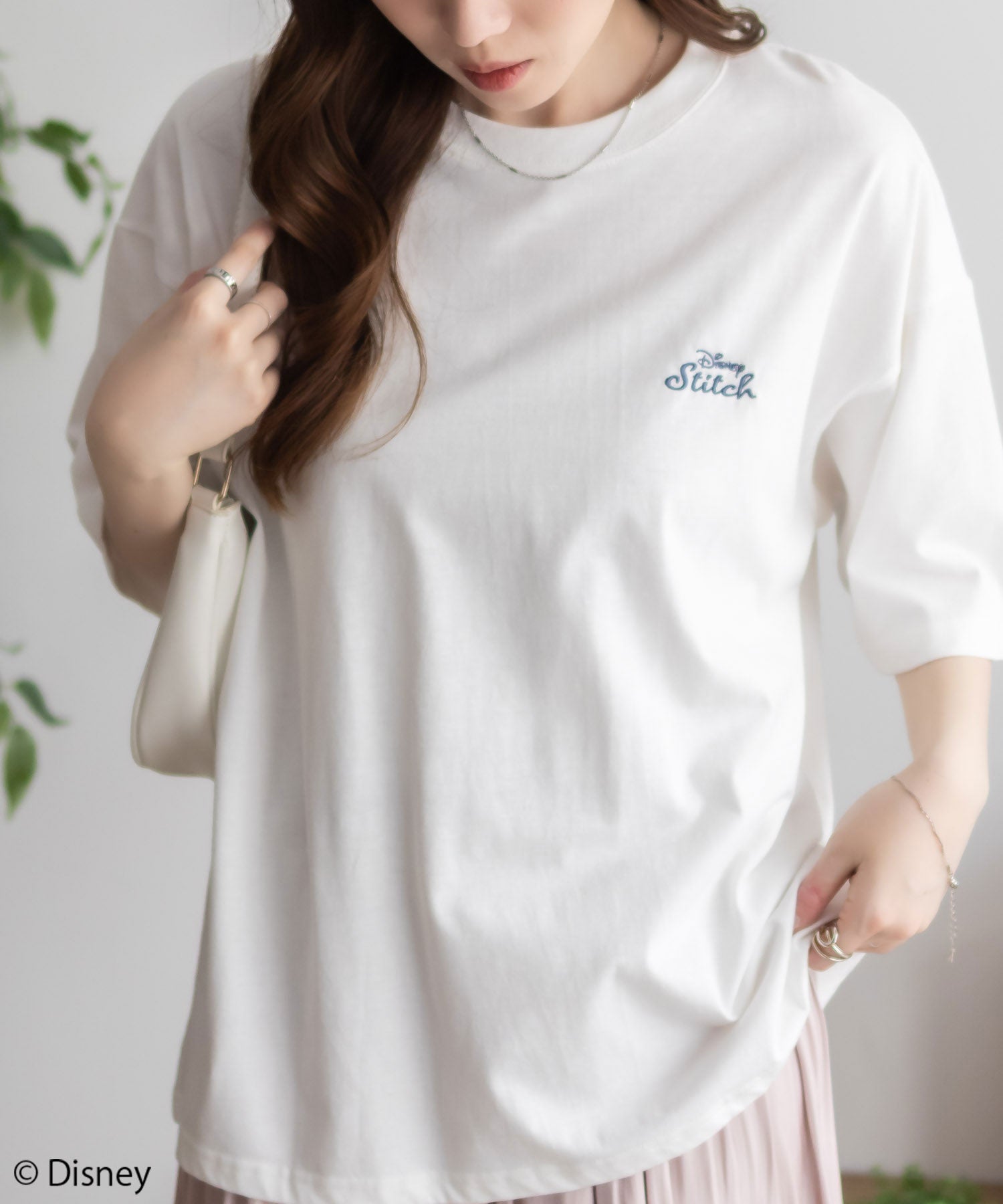 マックハウス Mac-House Disney スティッチ / プリント刺繍Tシャツ （オフホワイト） オフホワイト