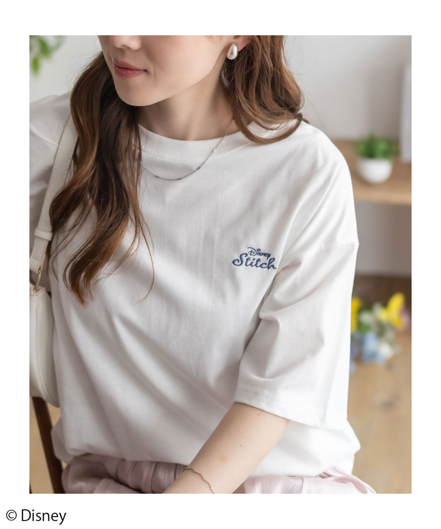 マックハウス Mac-House Disney スティッチ / プリント刺繍Tシャツ （オフホワイト） オフホワイト