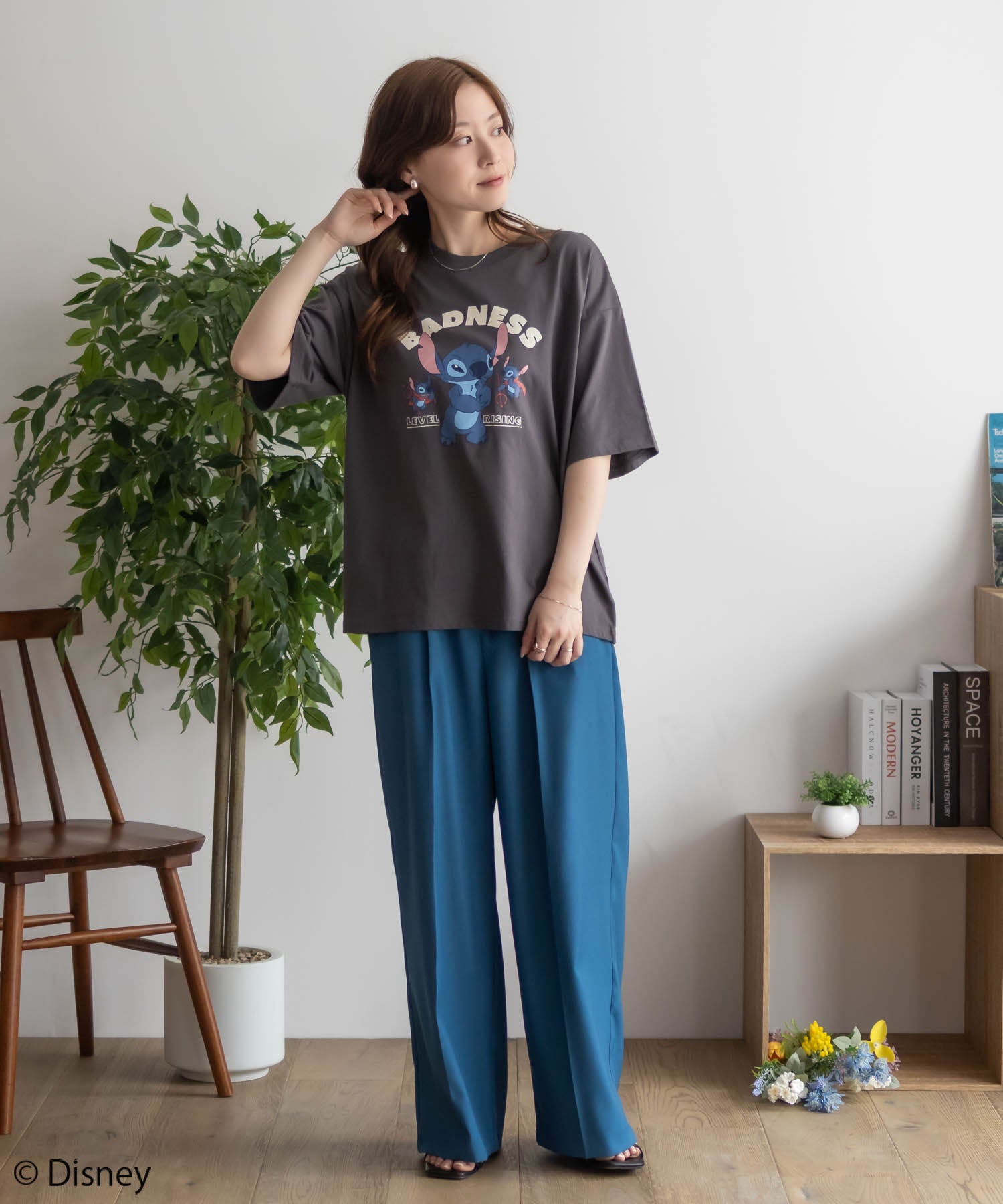 マックハウス Mac-House Disney スティッチ / プリント刺繍Tシャツ （オフホワイト） オフホワイト