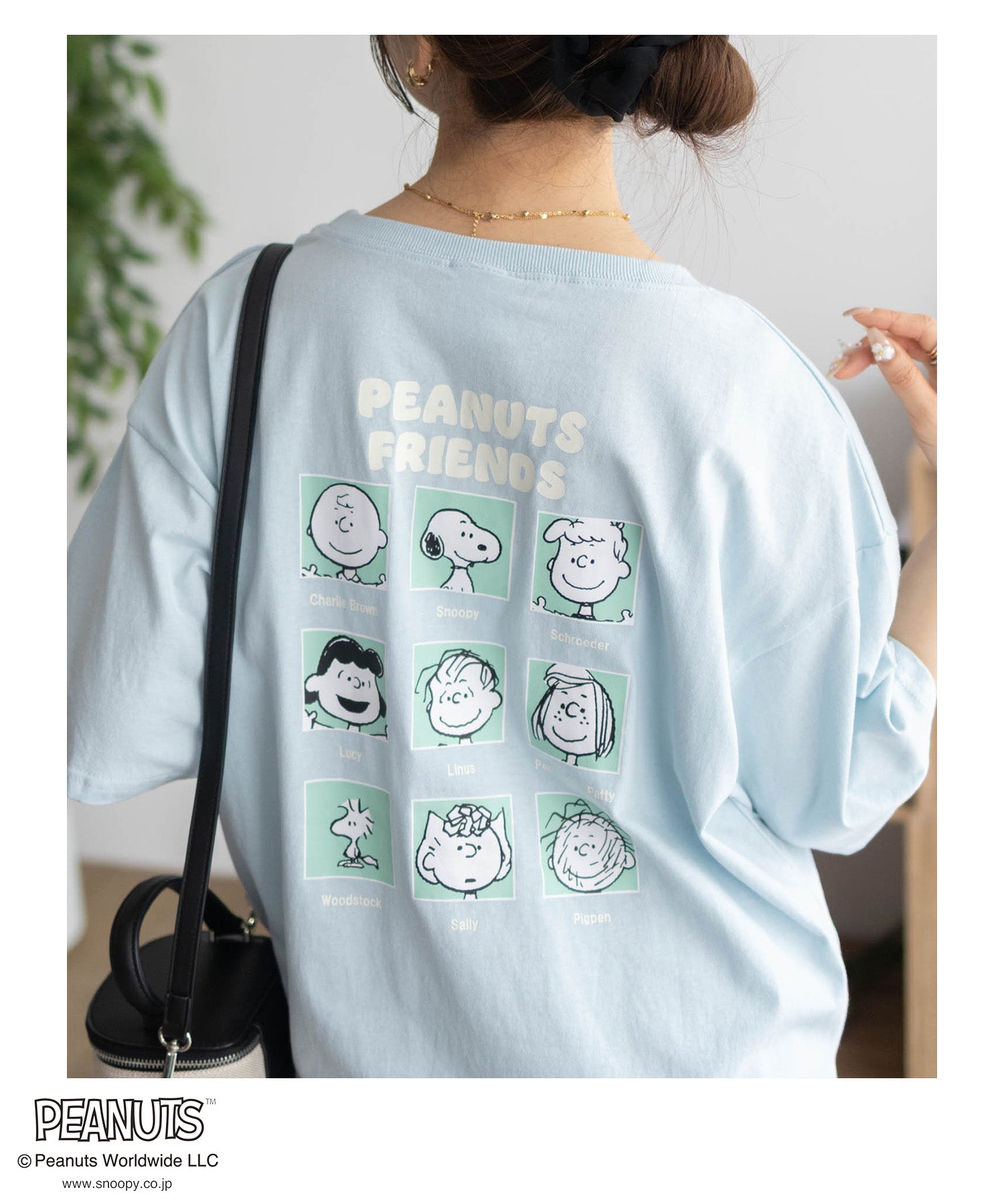 マックハウス Mac-House PEANUTS SNOOPY 刺繍プリントTシャツ （サックス） サックス