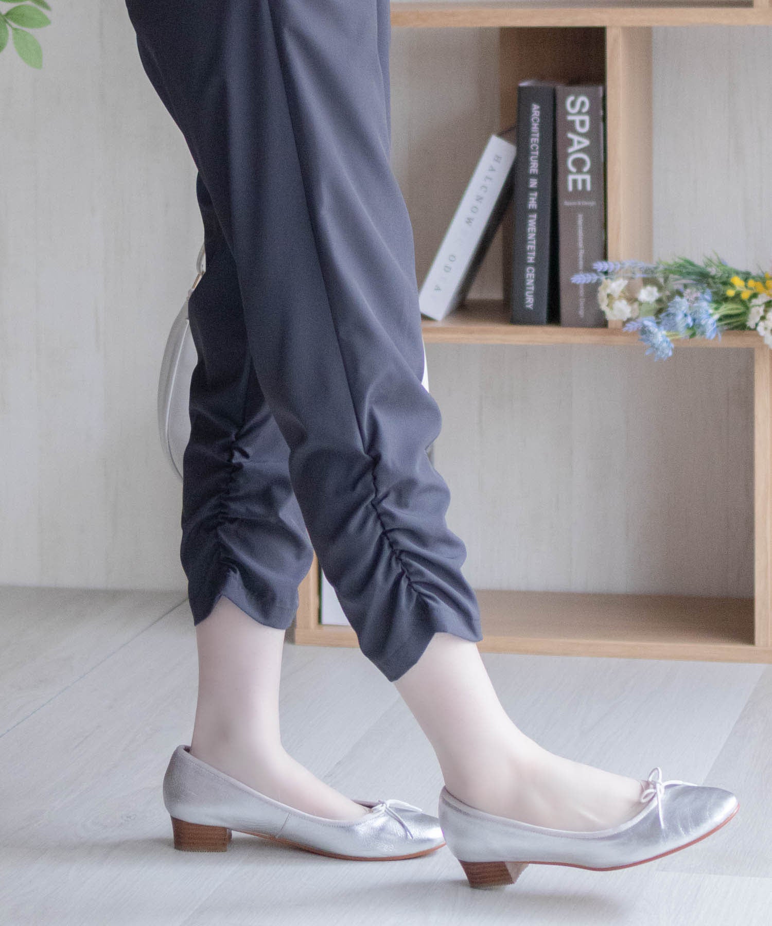 マックハウス Mac-House nAvy 裾シャーリング7分丈パンツ （ブラック） ブラック