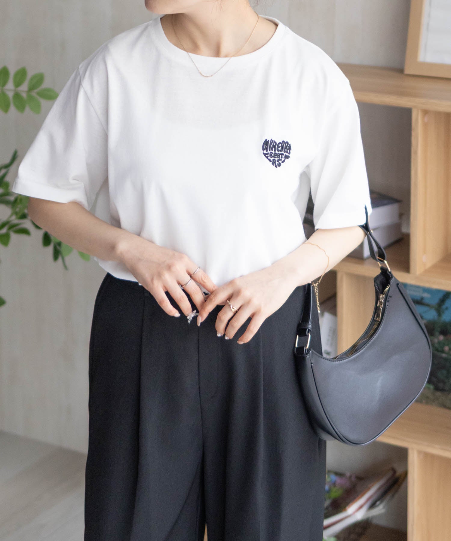 マックハウス Mac-House nAvy ハートロゴ刺繍Tシャツ （チャコール） チャコール