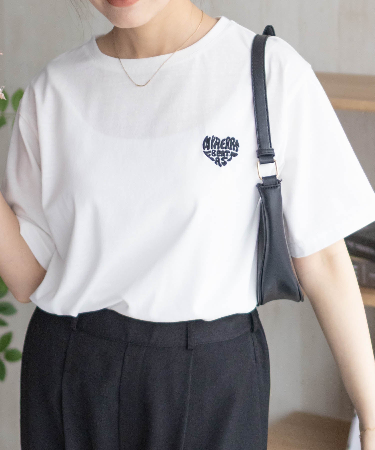 マックハウス Mac-House nAvy ハートロゴ刺繍Tシャツ （チャコール） チャコール