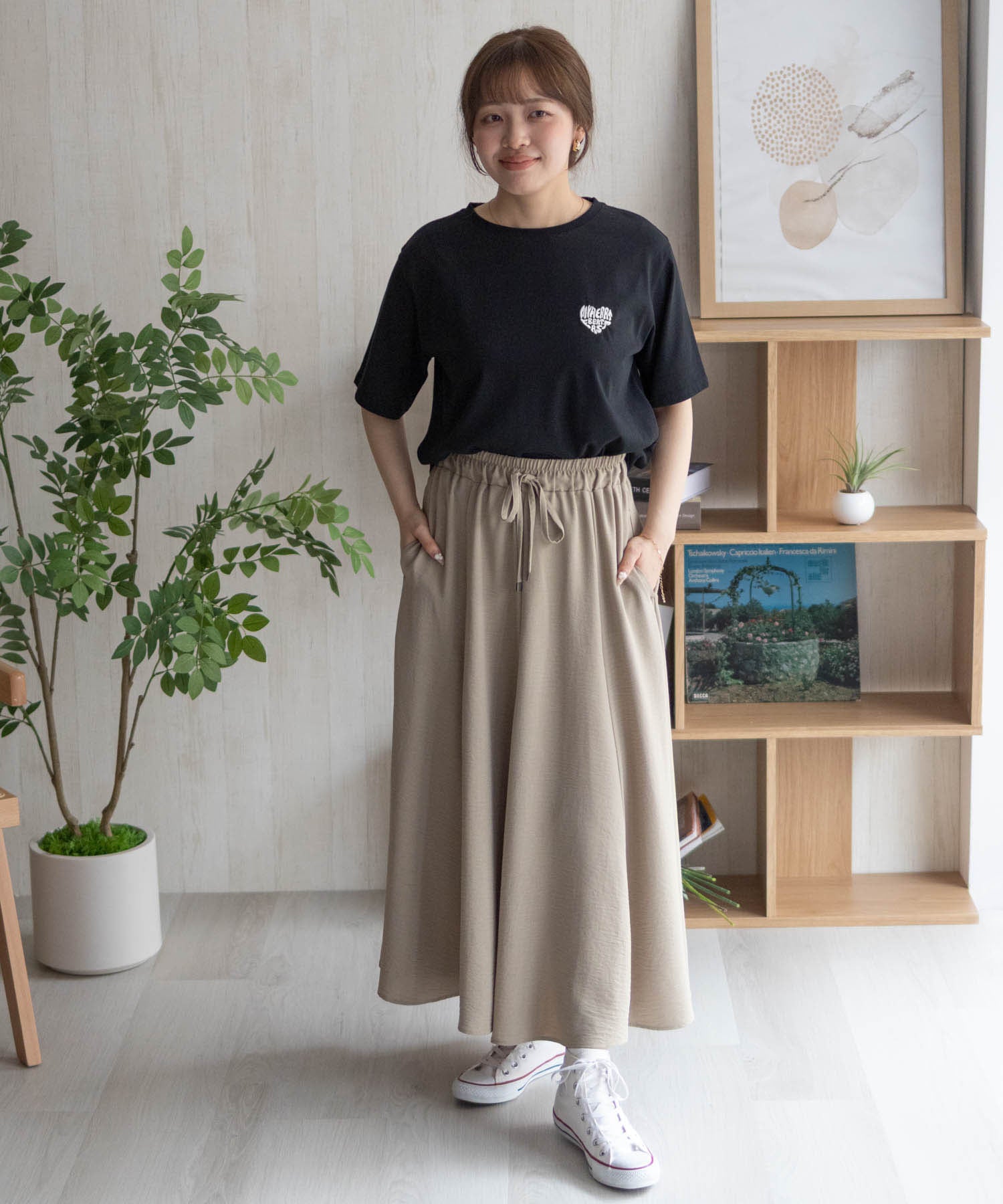 マックハウス Mac-House nAvy ハートロゴ刺繍Tシャツ （チャコール） チャコール