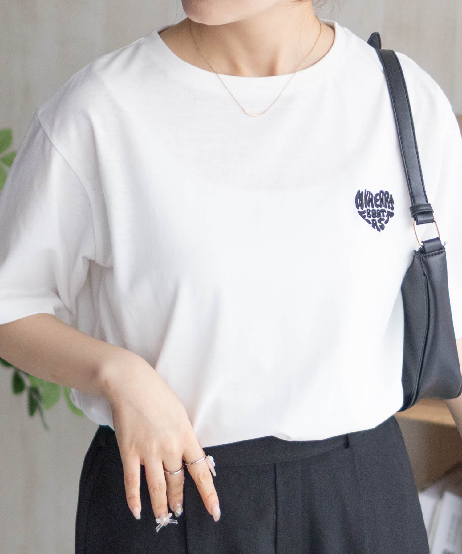 マックハウス Mac-House nAvy ハートロゴ刺繍Tシャツ （ホワイト） ホワイト
