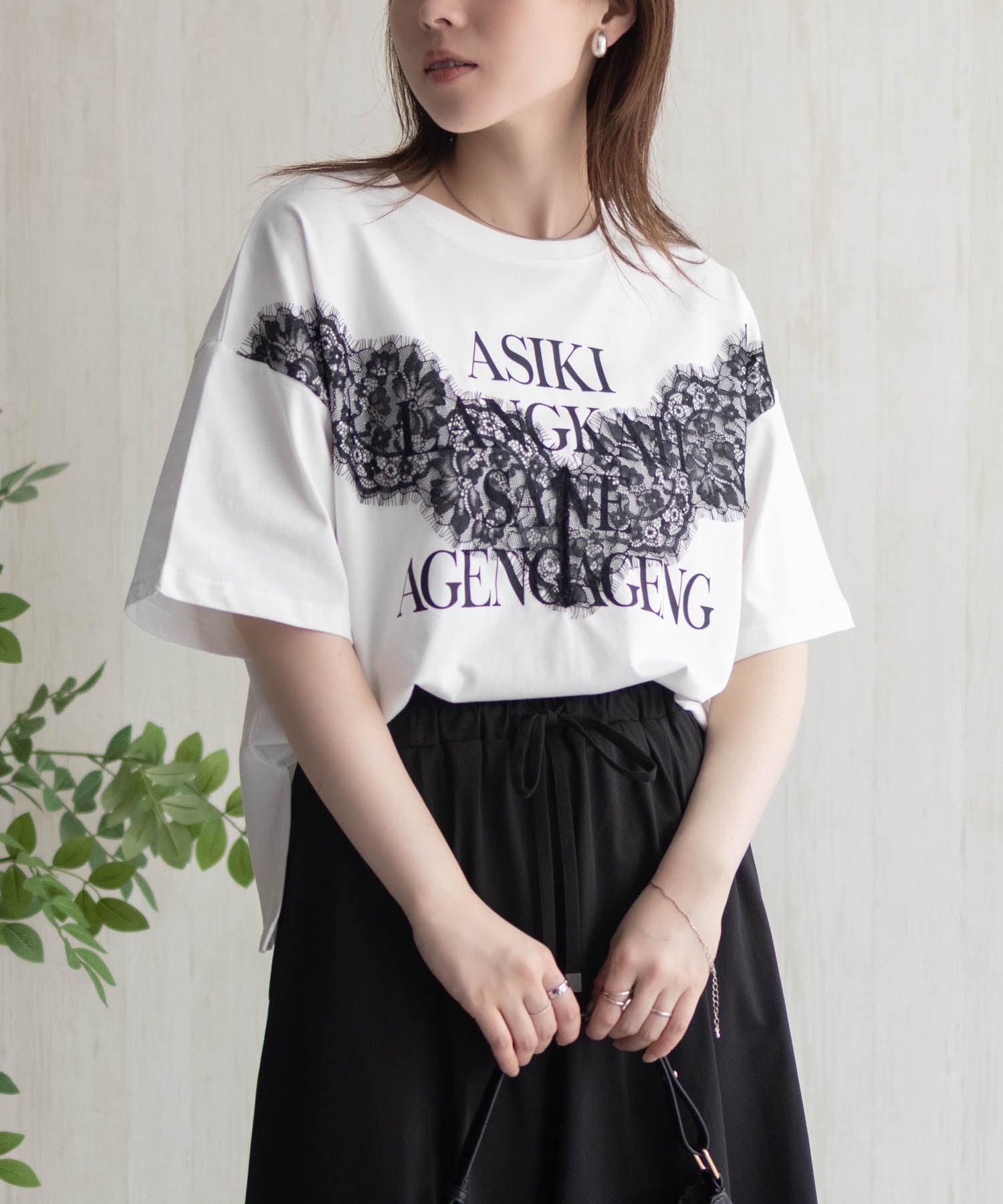 マックハウス Mac-House nAvy レース使いプリントTシャツ （オフホワイト） オフホワイト