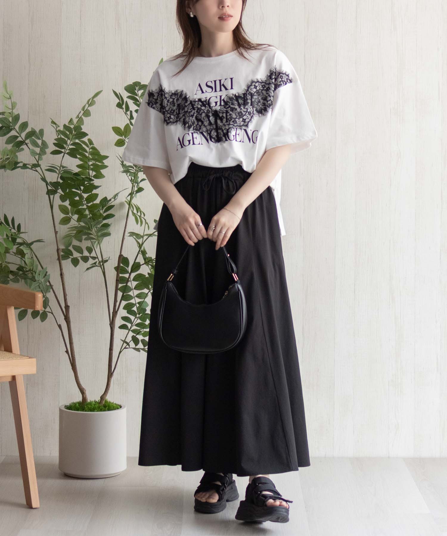 マックハウス Mac-House nAvy レース使いプリントTシャツ （オフホワイト） オフホワイト