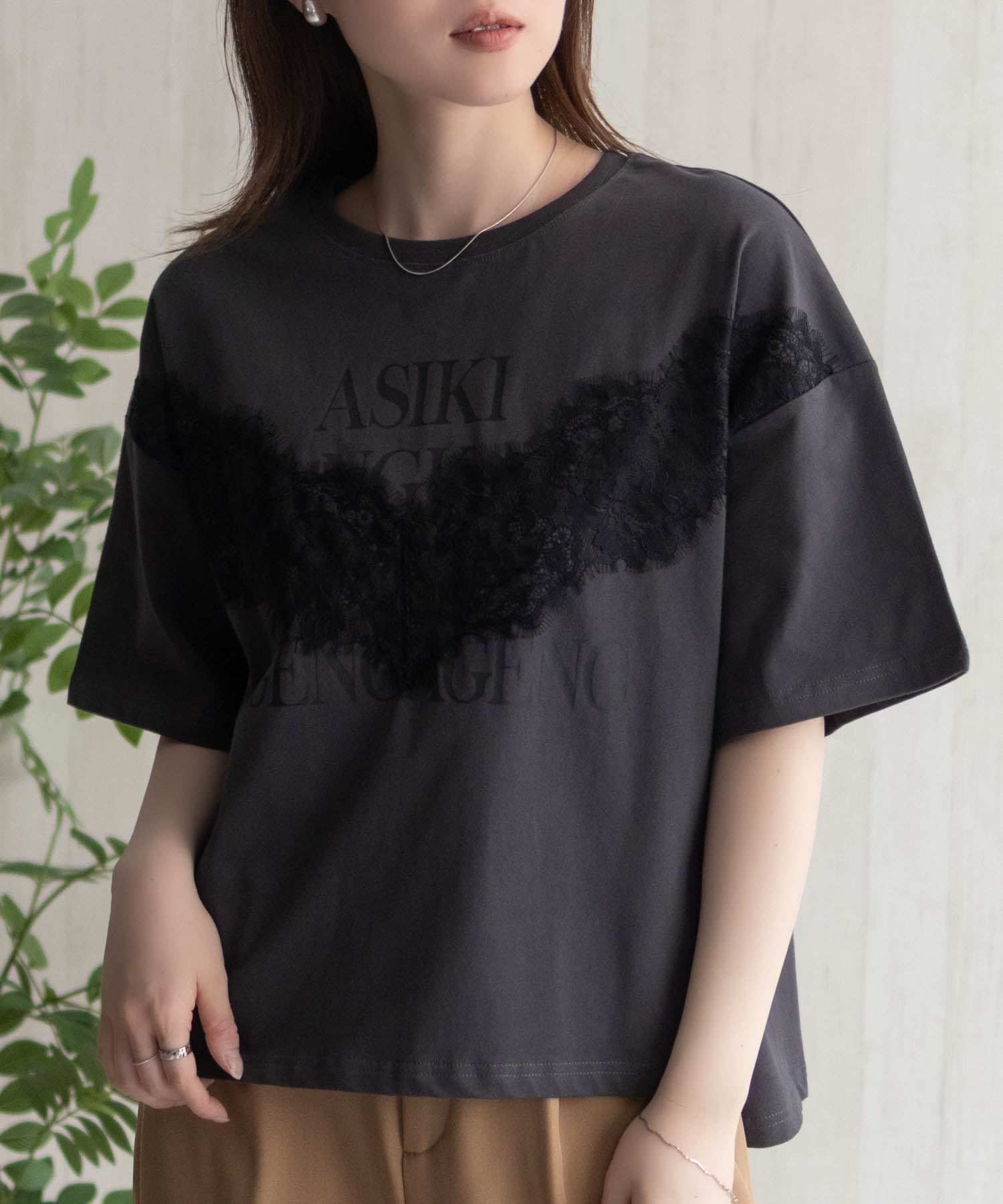 マックハウス Mac-House nAvy レース使いプリントTシャツ （オフホワイト） オフホワイト
