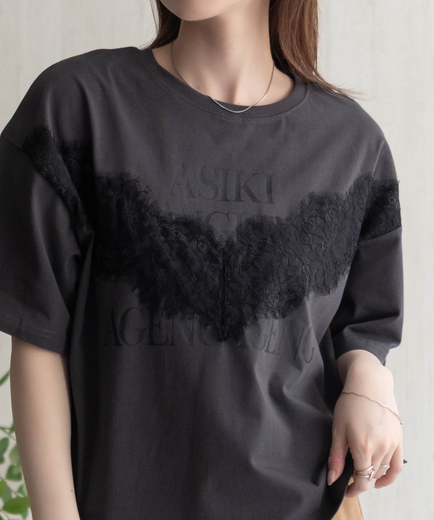 マックハウス Mac-House nAvy レース使いプリントTシャツ （オフホワイト） オフホワイト