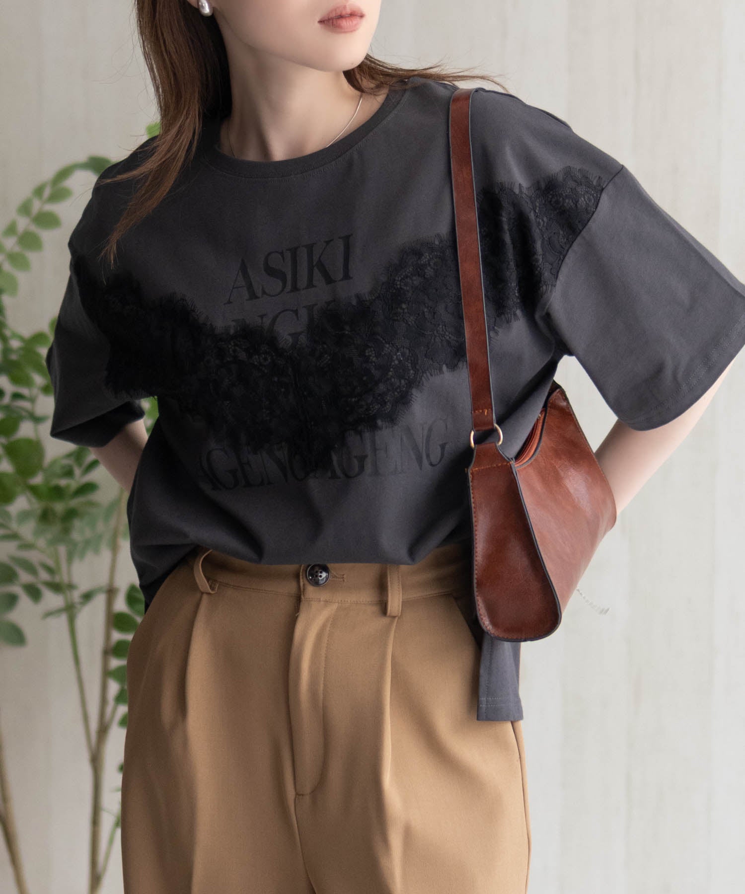 マックハウス Mac-House nAvy レース使いプリントTシャツ （オフホワイト） オフホワイト