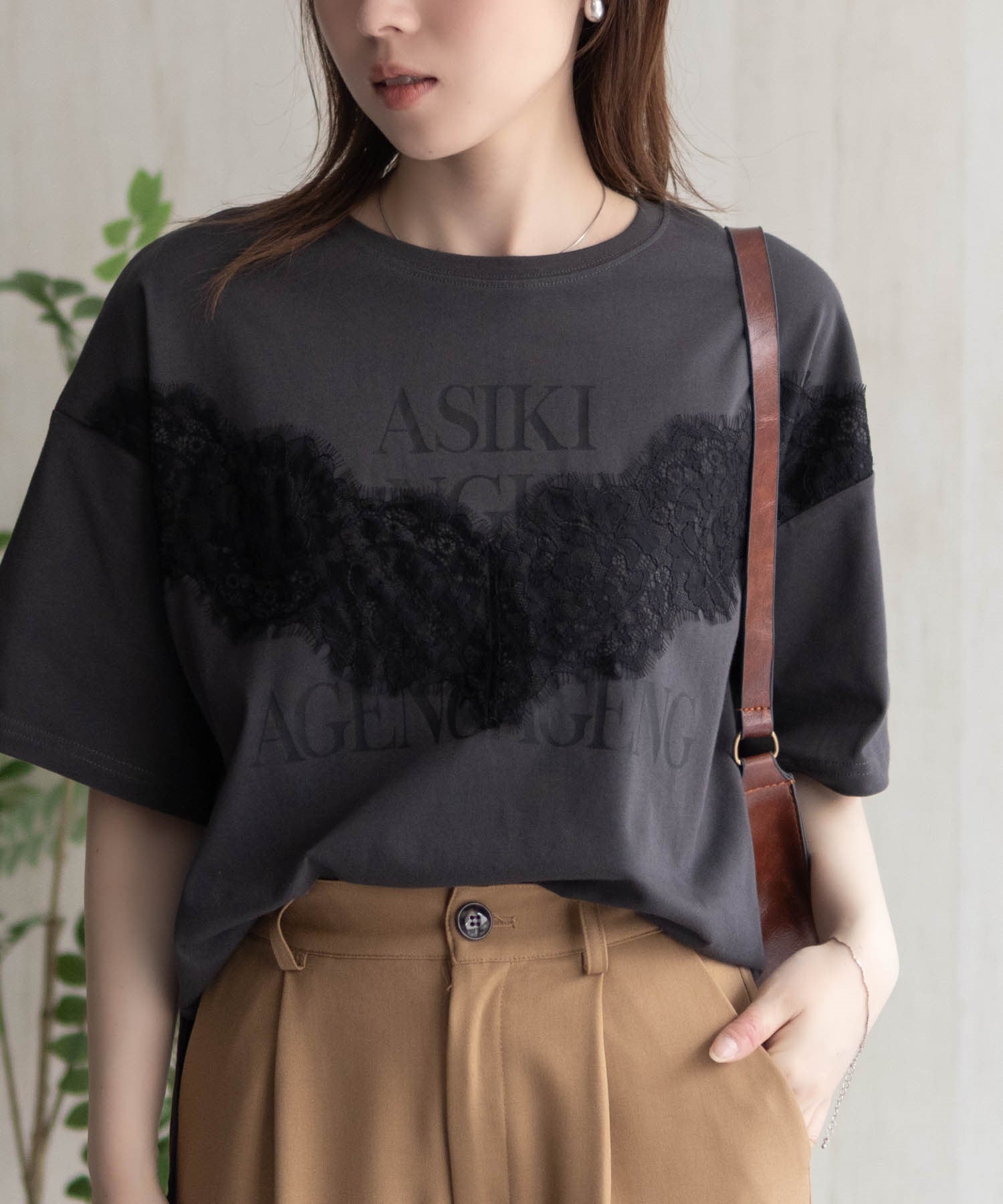 マックハウス Mac-House nAvy レース使いプリントTシャツ （オフホワイト） オフホワイト