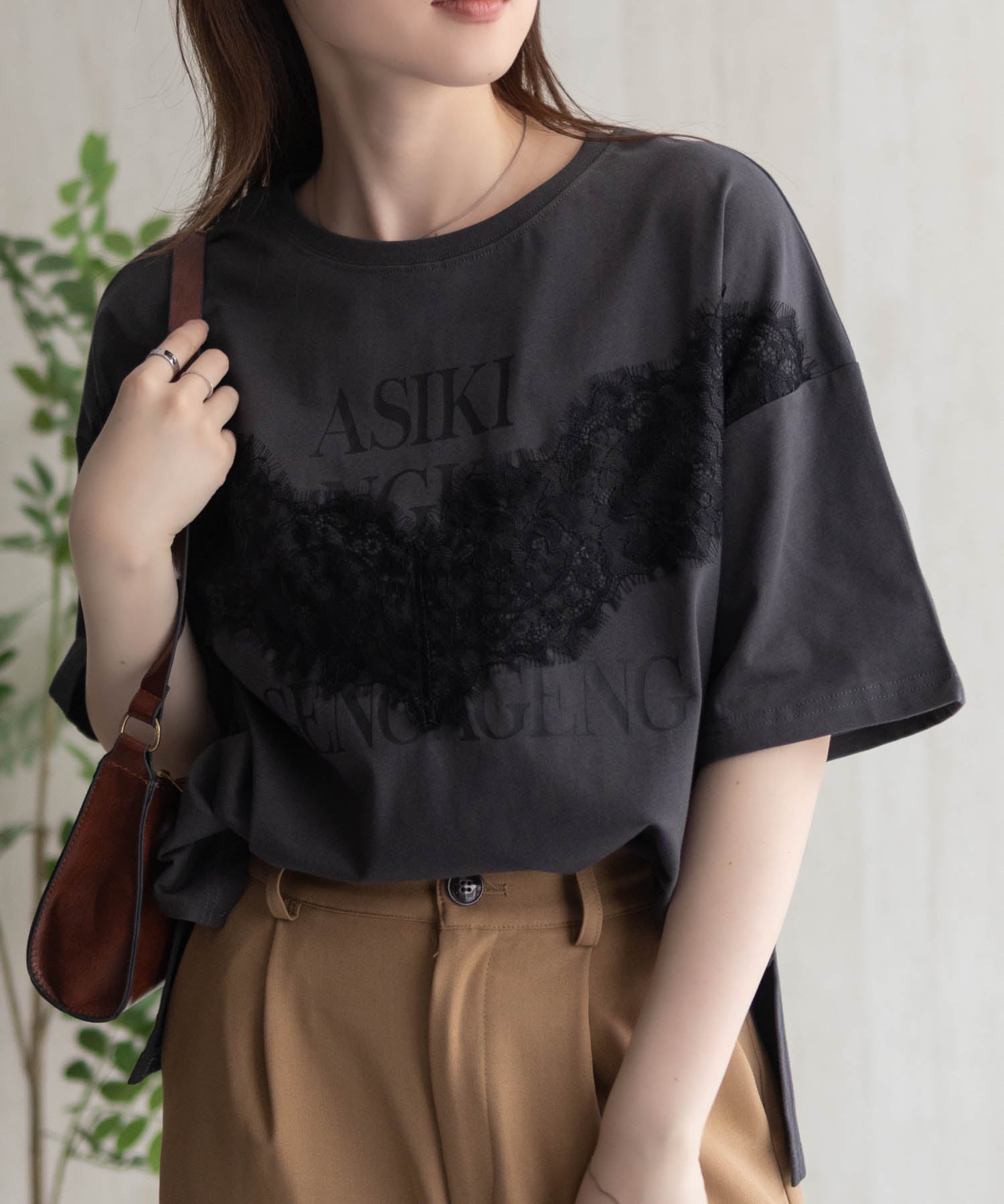 マックハウス Mac-House nAvy レース使いプリントTシャツ （オフホワイト） オフホワイト