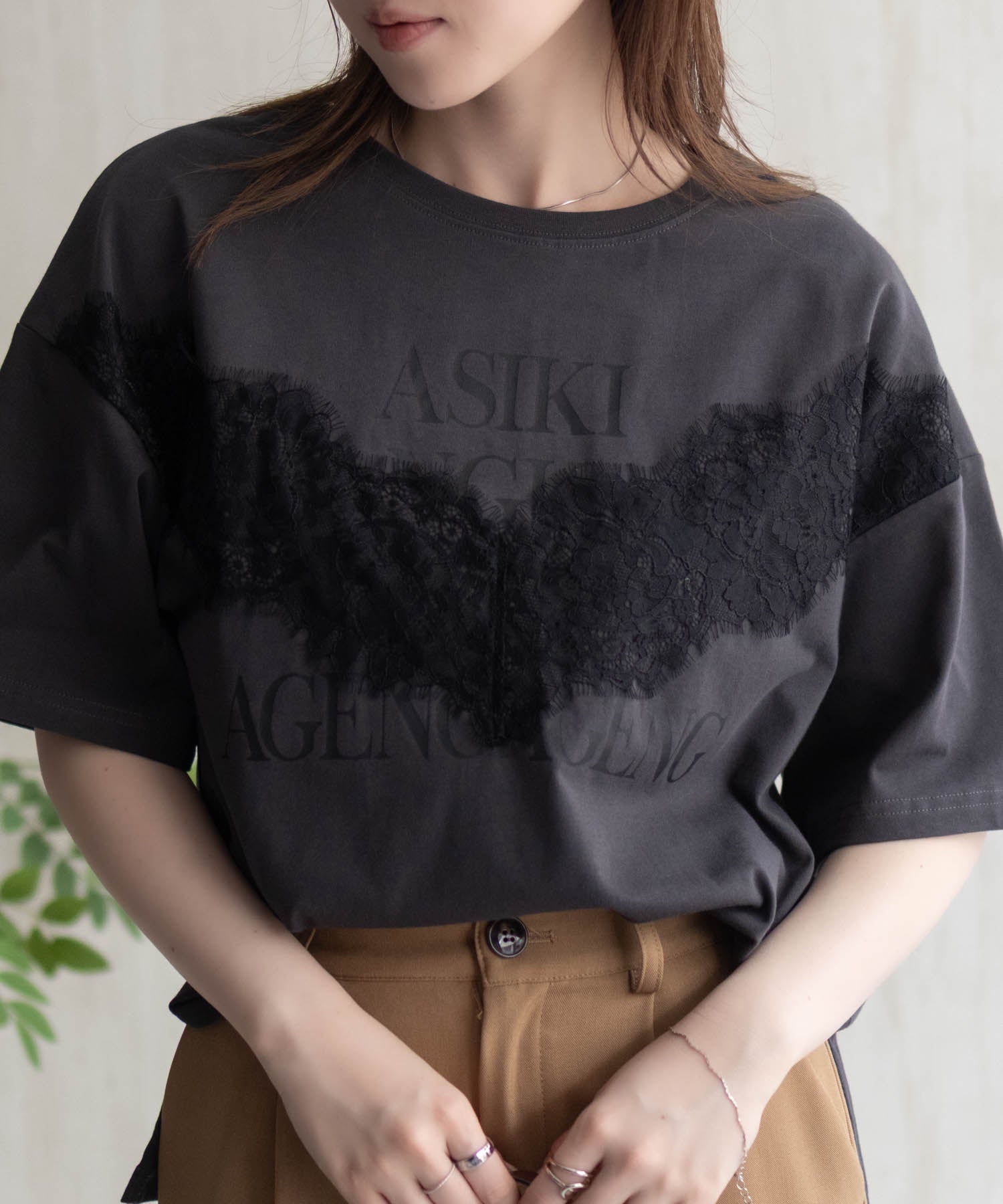 マックハウス Mac-House nAvy レース使いプリントTシャツ （オフホワイト） オフホワイト