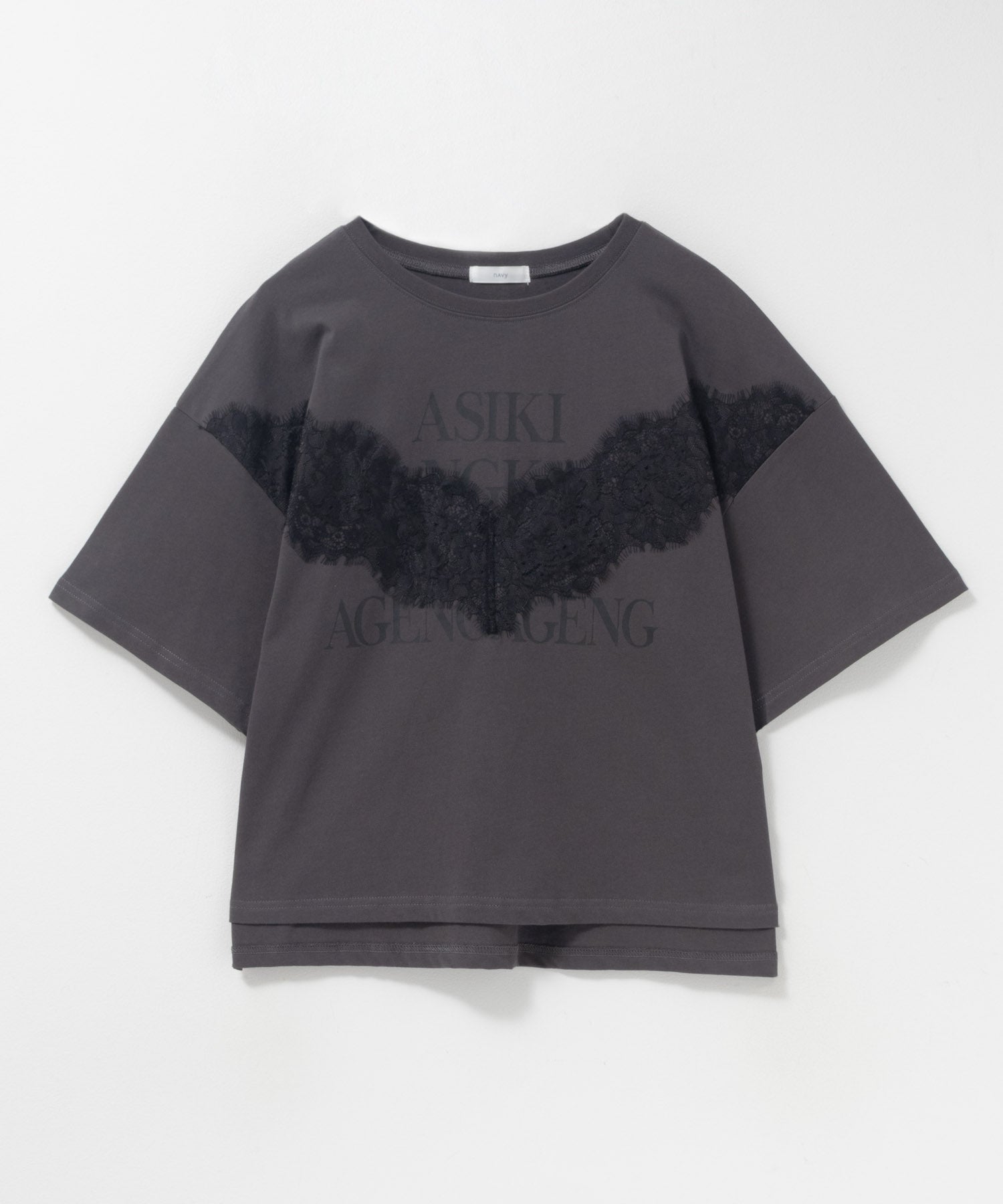 マックハウス Mac-House nAvy レース使いプリントTシャツ （オフホワイト） オフホワイト