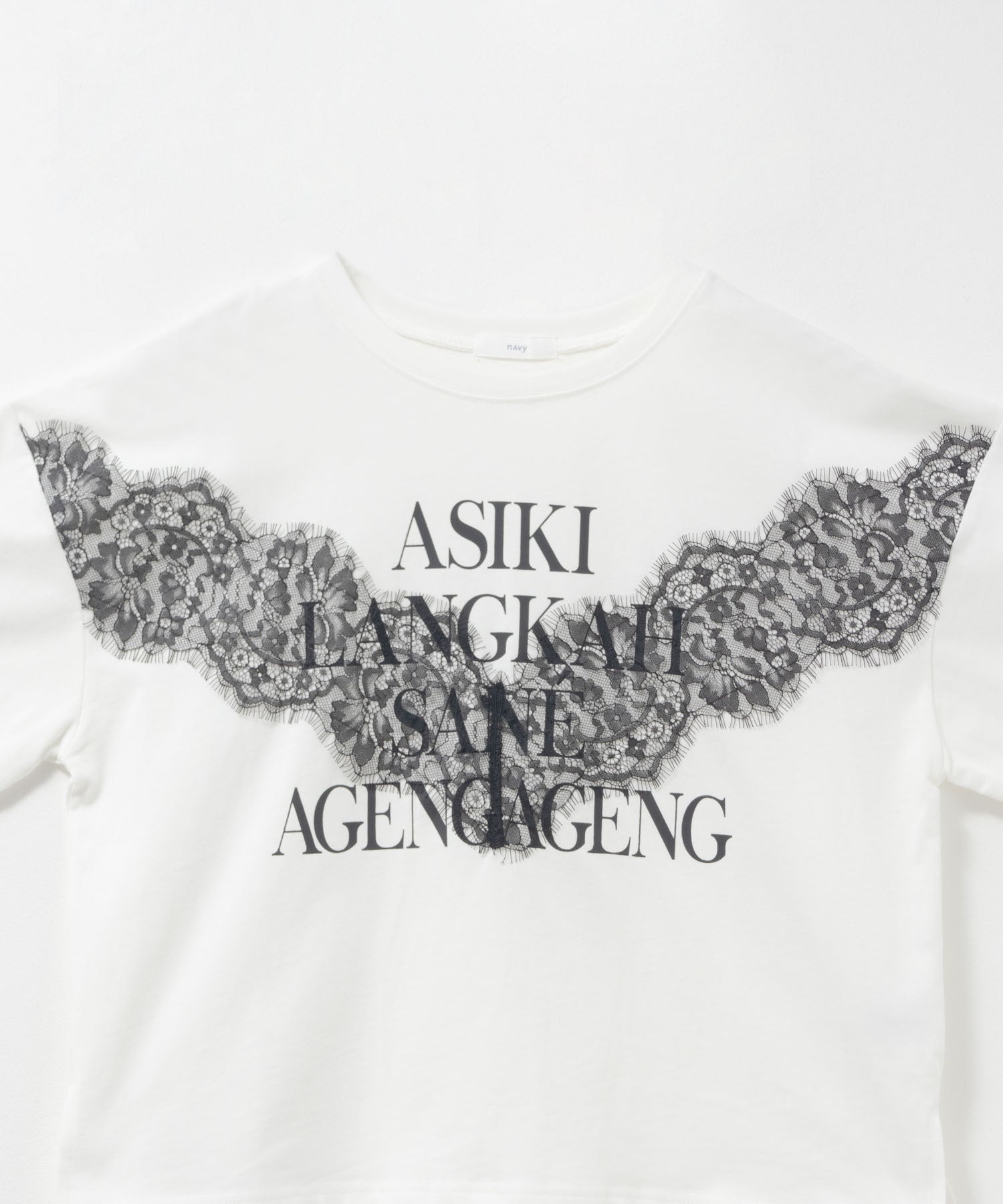 マックハウス Mac-House nAvy レース使いプリントTシャツ （オフホワイト） オフホワイト
