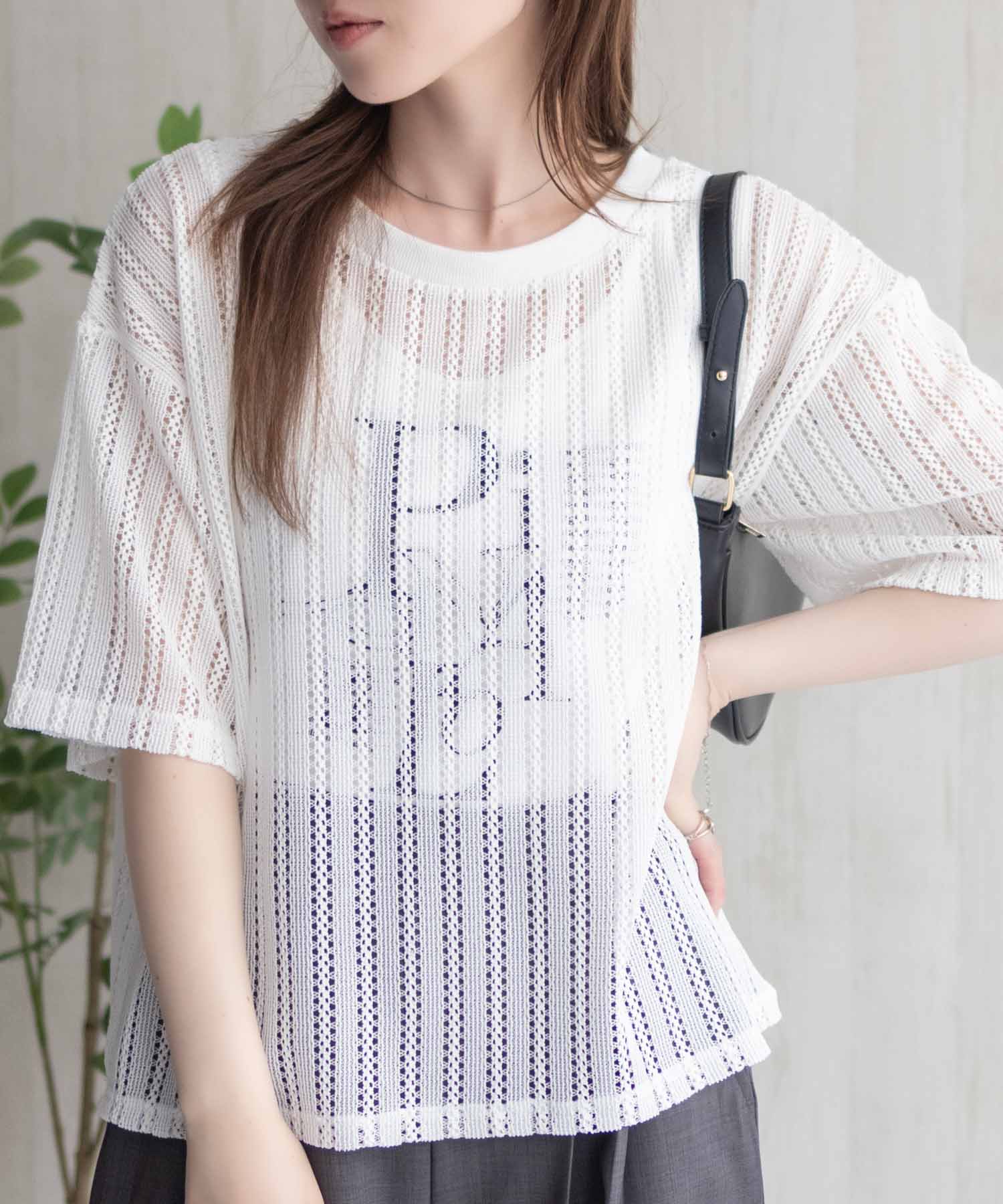 マックハウス Mac-House nAvy メッシュレースTシャツ アンサンブル （グレー） グレー