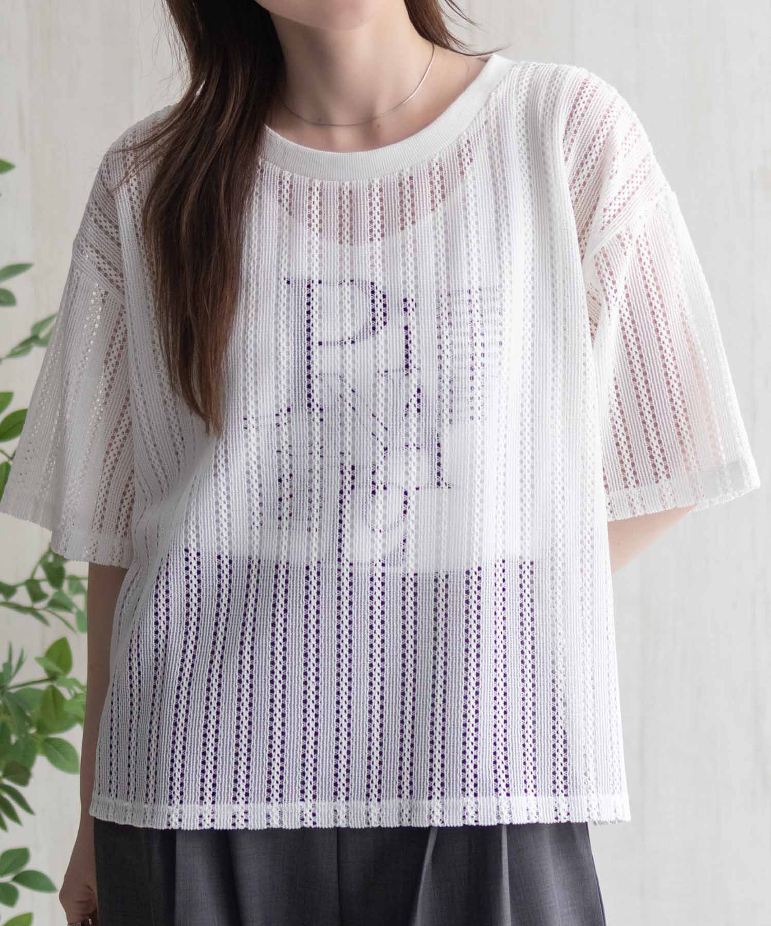 マックハウス Mac-House nAvy メッシュレースTシャツ アンサンブル （グレー） グレー