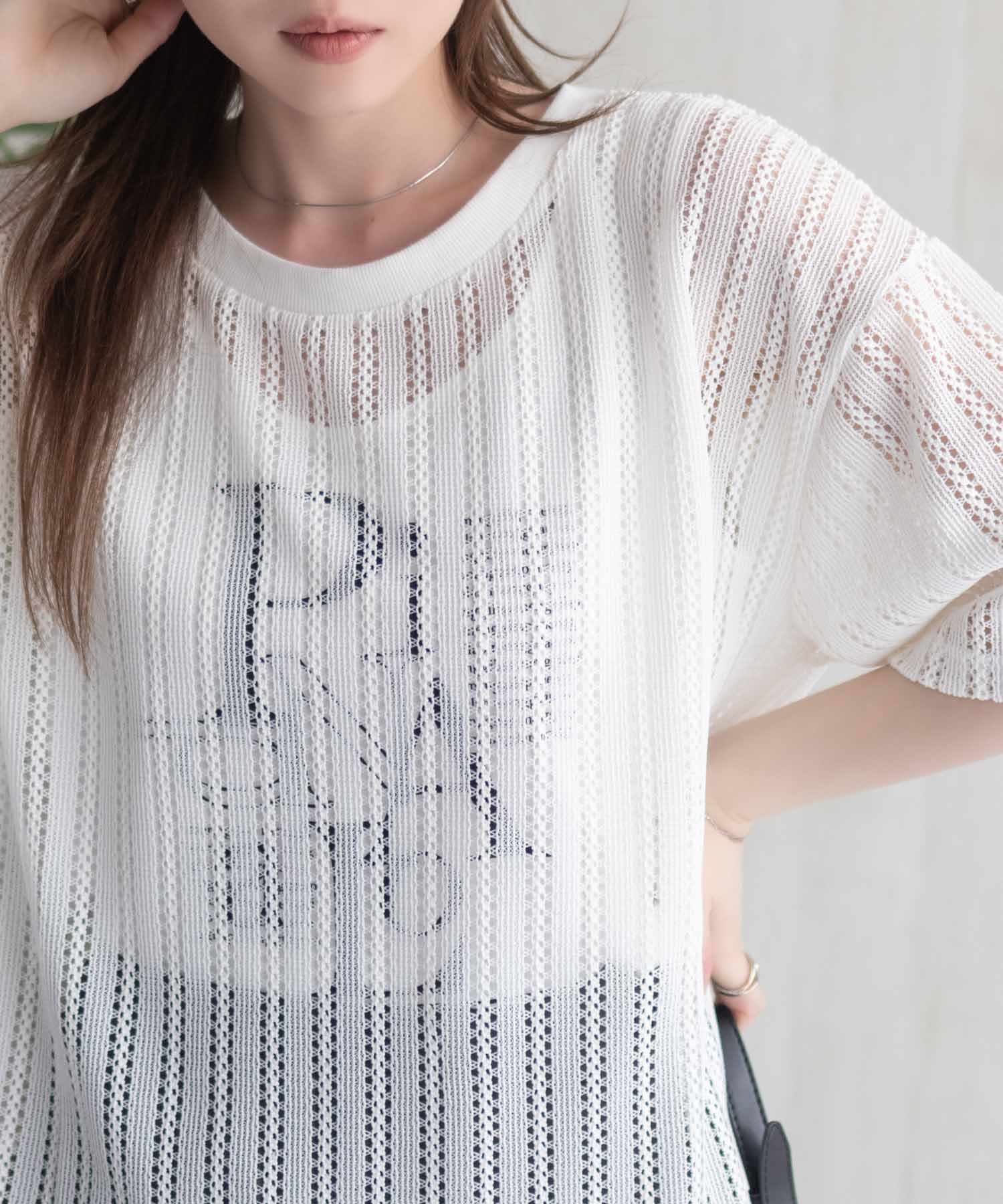 マックハウス Mac-House nAvy メッシュレースTシャツ アンサンブル （グレー） グレー