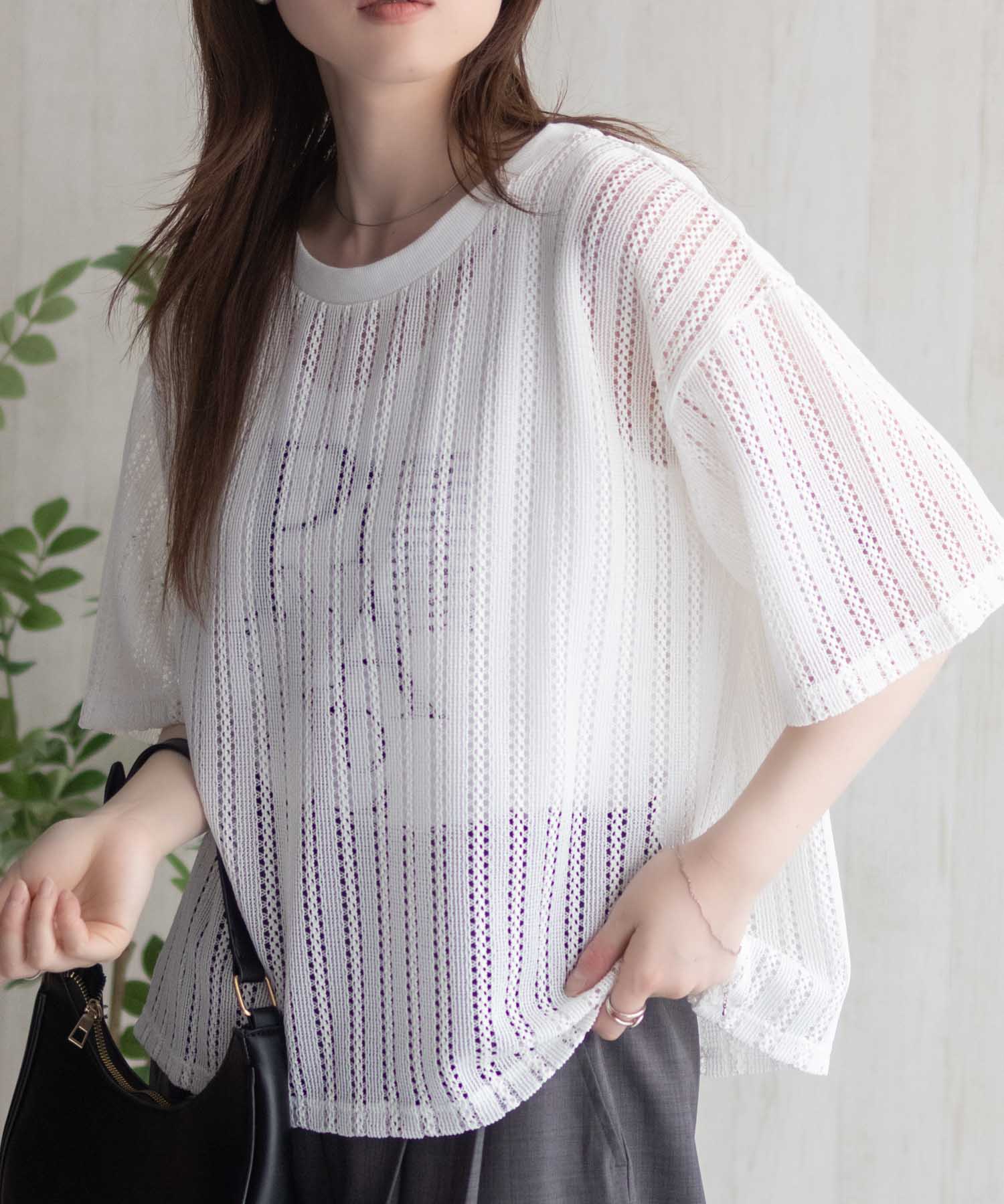 マックハウス Mac-House nAvy メッシュレースTシャツ アンサンブル （グレー） グレー