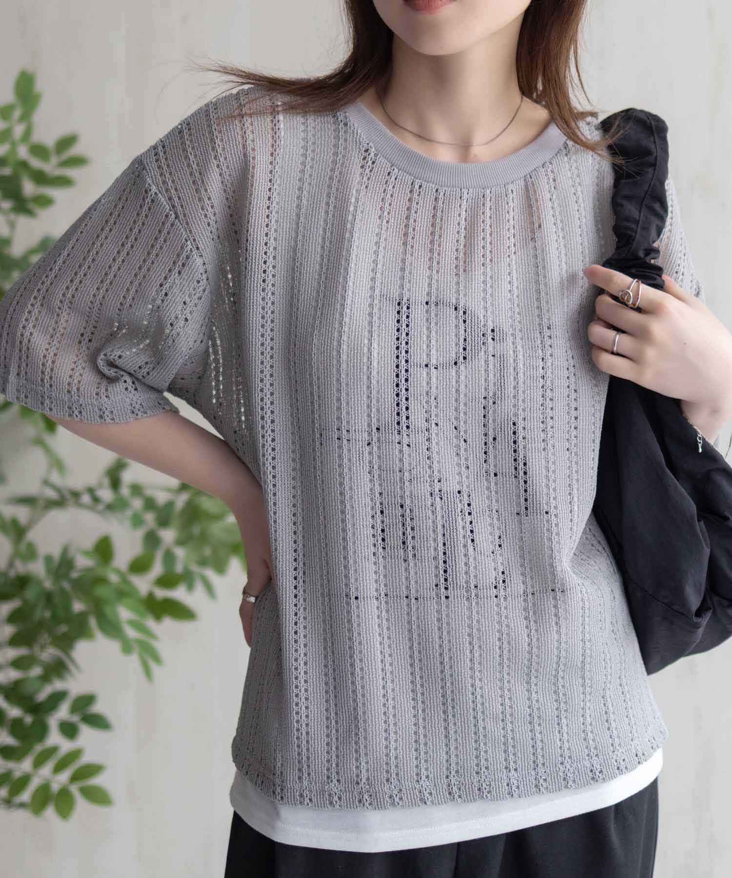 マックハウス Mac-House nAvy メッシュレースTシャツ アンサンブル （グレー） グレー