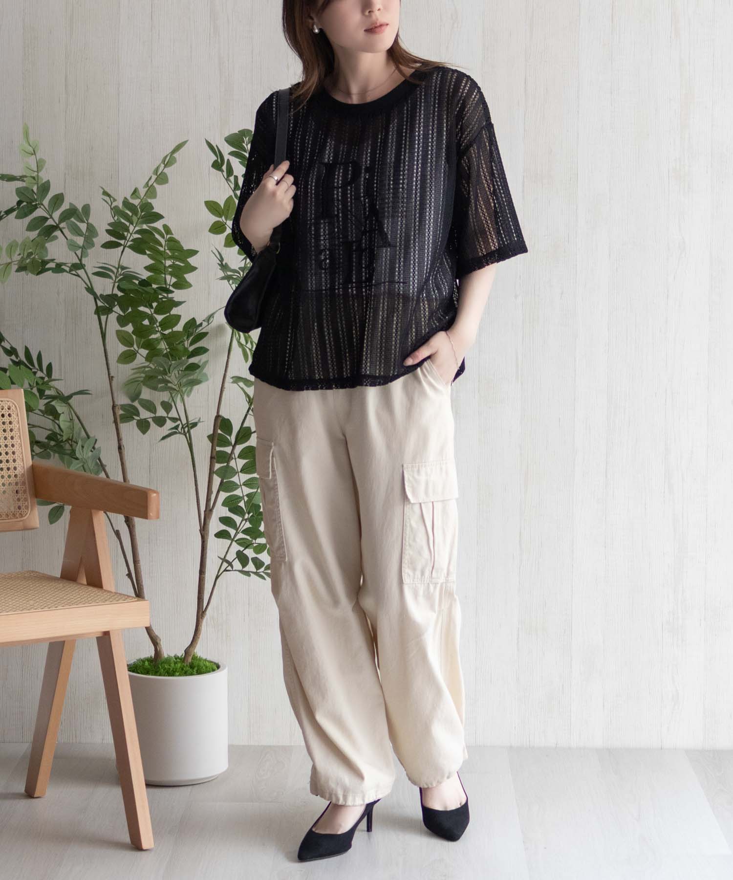 マックハウス Mac-House nAvy メッシュレースTシャツ アンサンブル （グレー） グレー