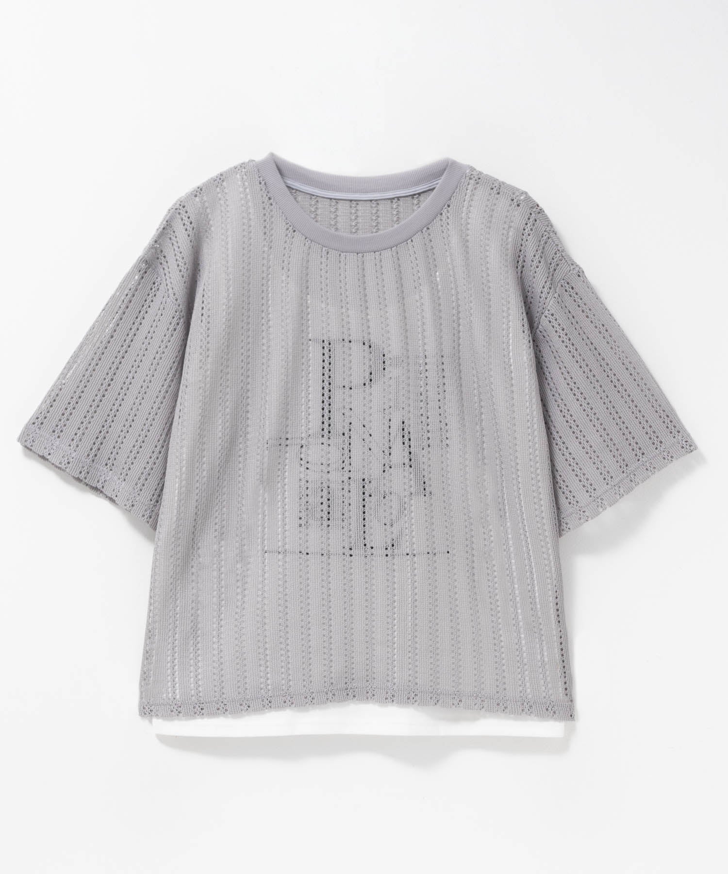 マックハウス Mac-House nAvy メッシュレースTシャツ アンサンブル （グレー） グレー