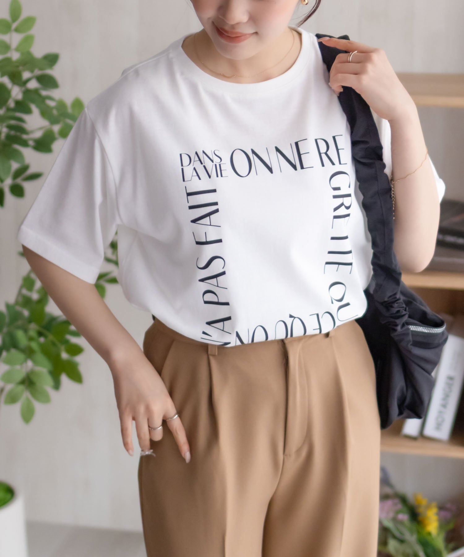 マックハウス Mac-House メッセージプリントTシャツ （ブラウン） ブラウン