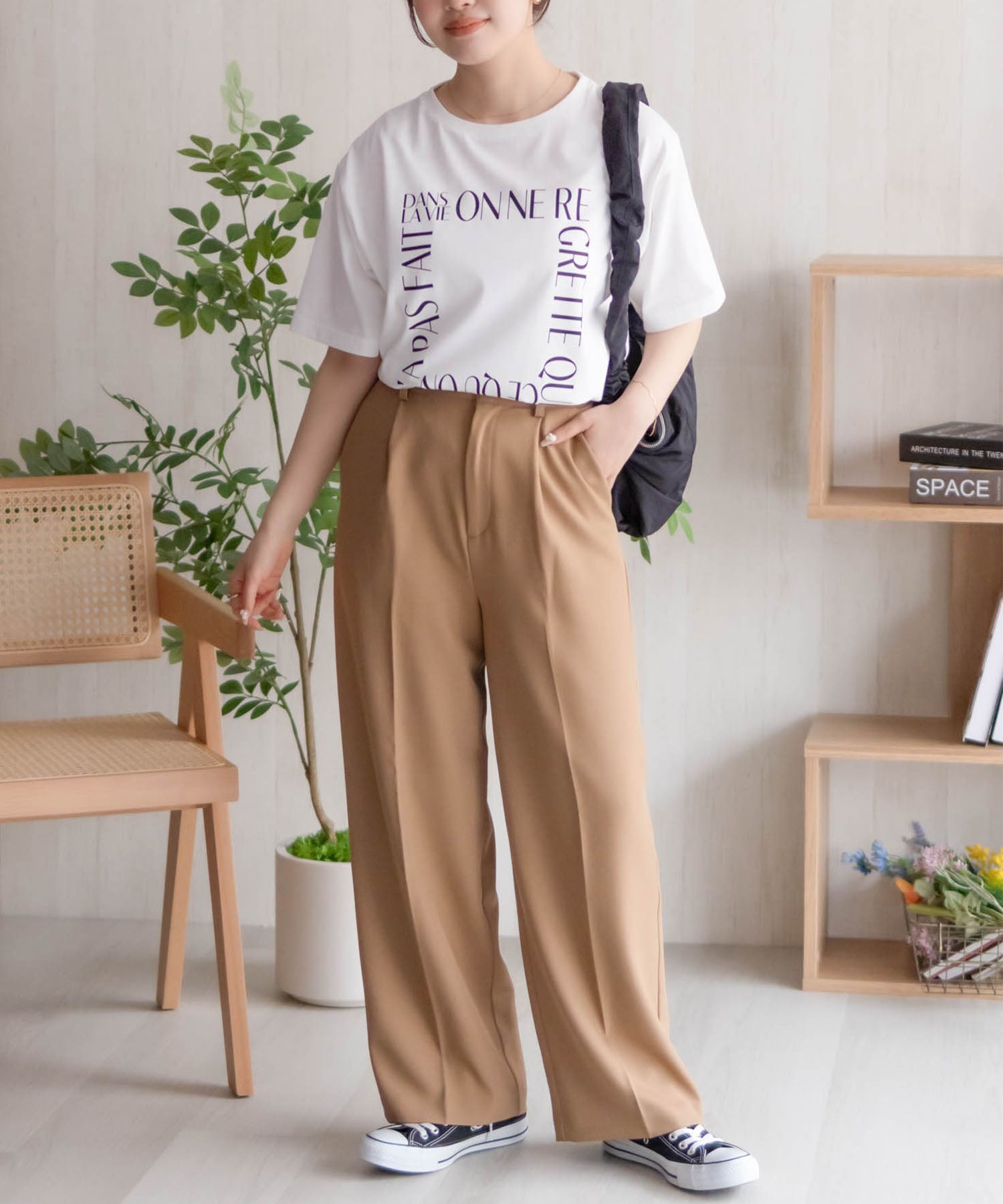 マックハウス Mac-House メッセージプリントTシャツ （ブラウン） ブラウン