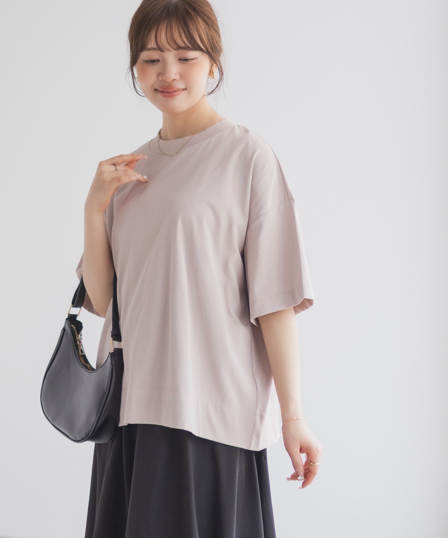 マックハウス Mac-House nAvy エブリーT 汗じみ軽減 プチハイネックTシャツ （ベージュ） ベージュ