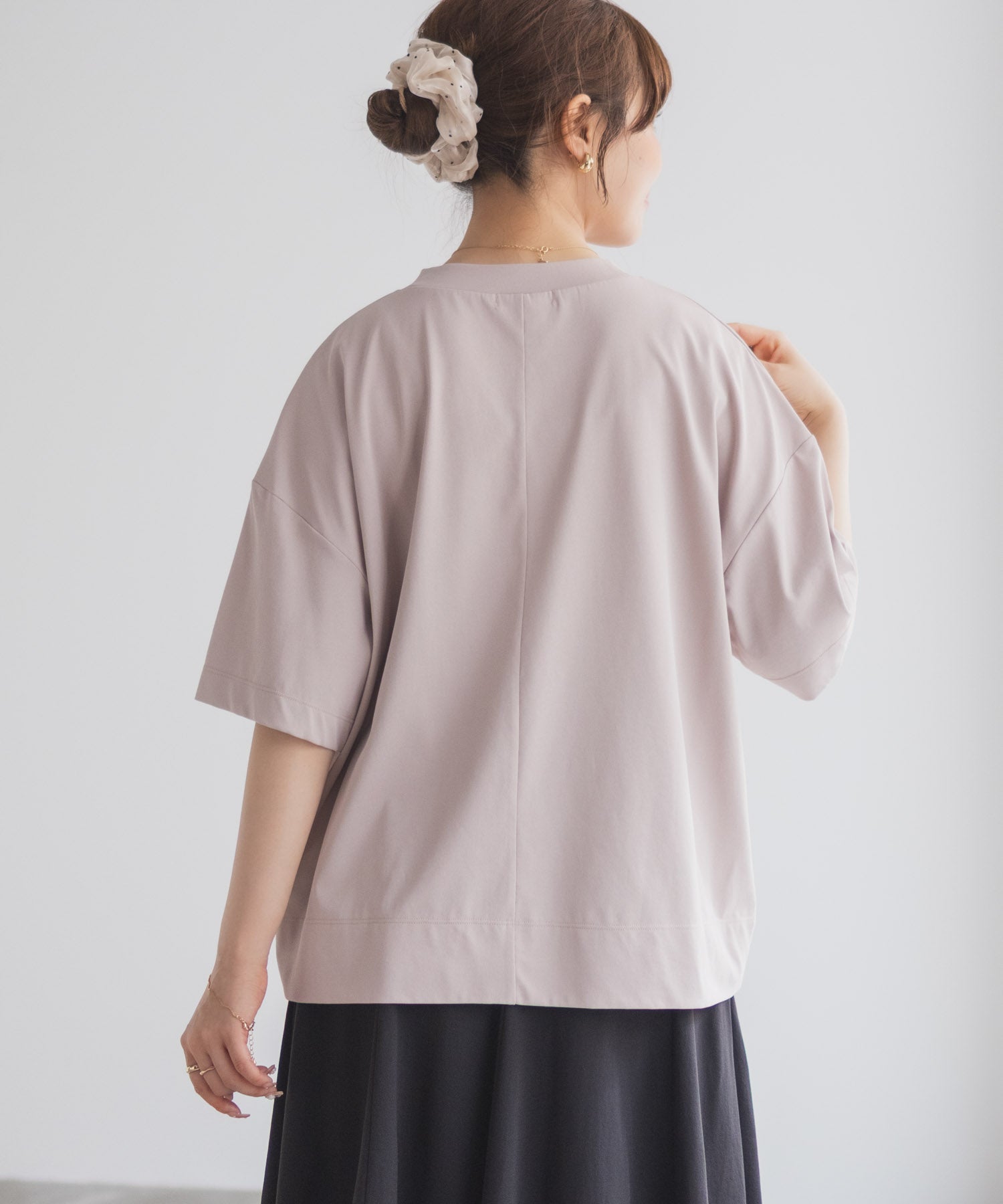 マックハウス Mac-House nAvy エブリーT 汗じみ軽減 プチハイネックTシャツ （ベージュ） ベージュ