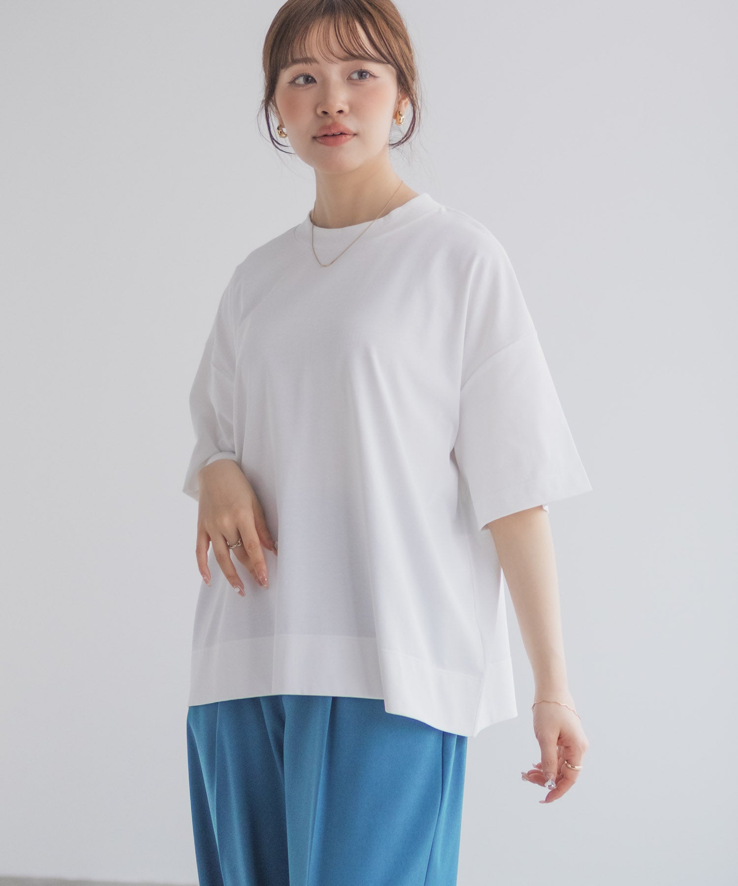 マックハウス Mac-House nAvy エブリーT 汗じみ軽減 プチハイネックTシャツ （ベージュ） ベージュ