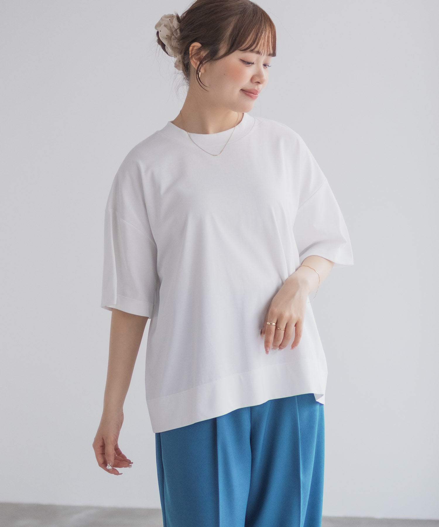 マックハウス Mac-House nAvy エブリーT 汗じみ軽減 プチハイネックTシャツ （ベージュ） ベージュ