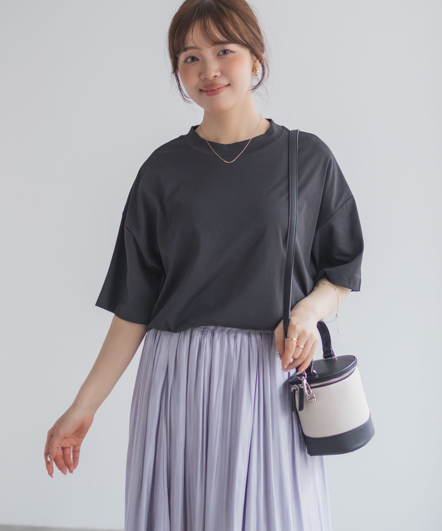 マックハウス Mac-House nAvy エブリーT 汗じみ軽減 プチハイネックTシャツ （ベージュ） ベージュ