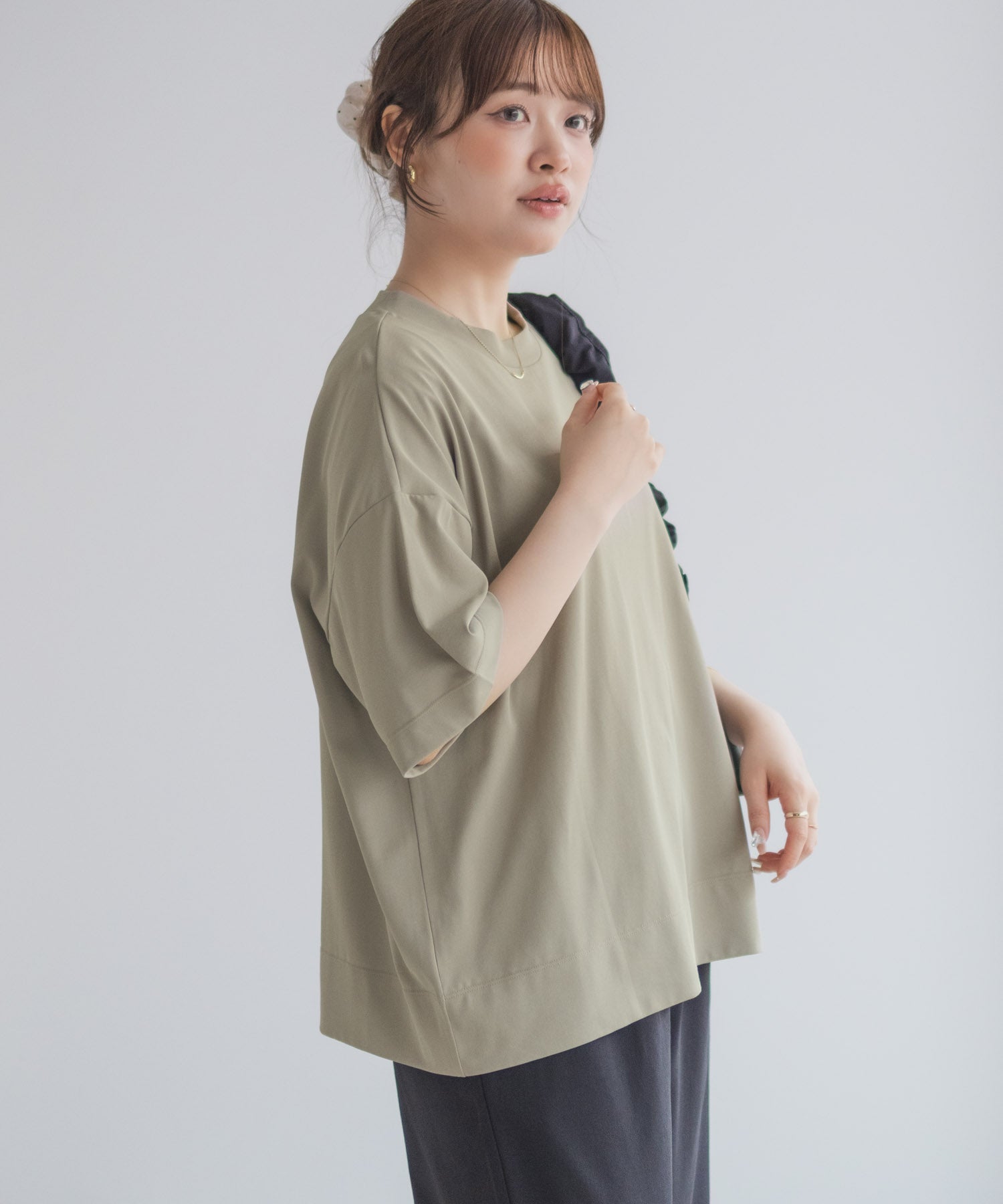 マックハウス Mac-House nAvy エブリーT 汗じみ軽減 プチハイネックTシャツ （ベージュ） ベージュ
