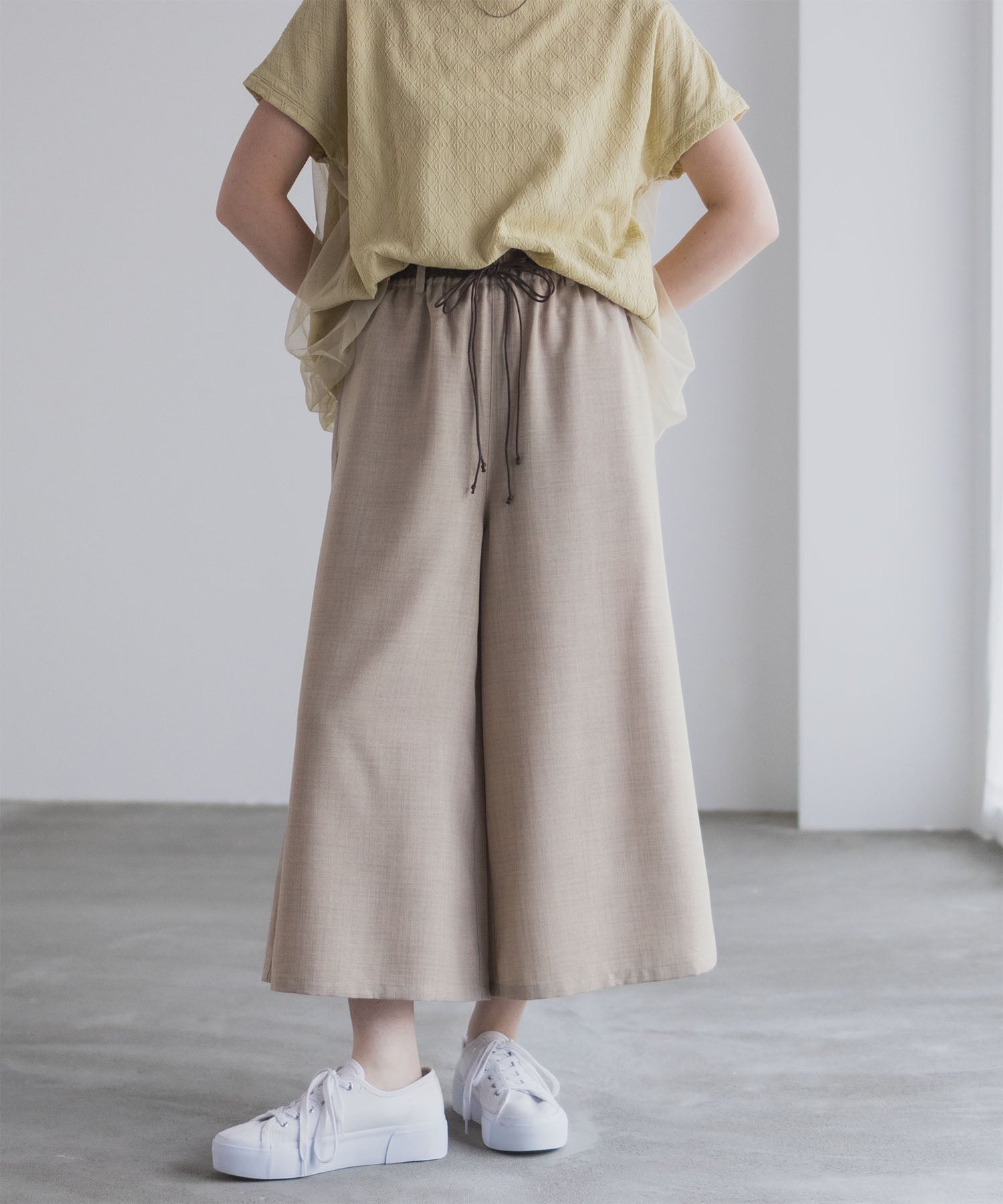 マックハウス Mac-House nAvy ベルト付きワイドクロップドパンツ （ブラック） ブラック