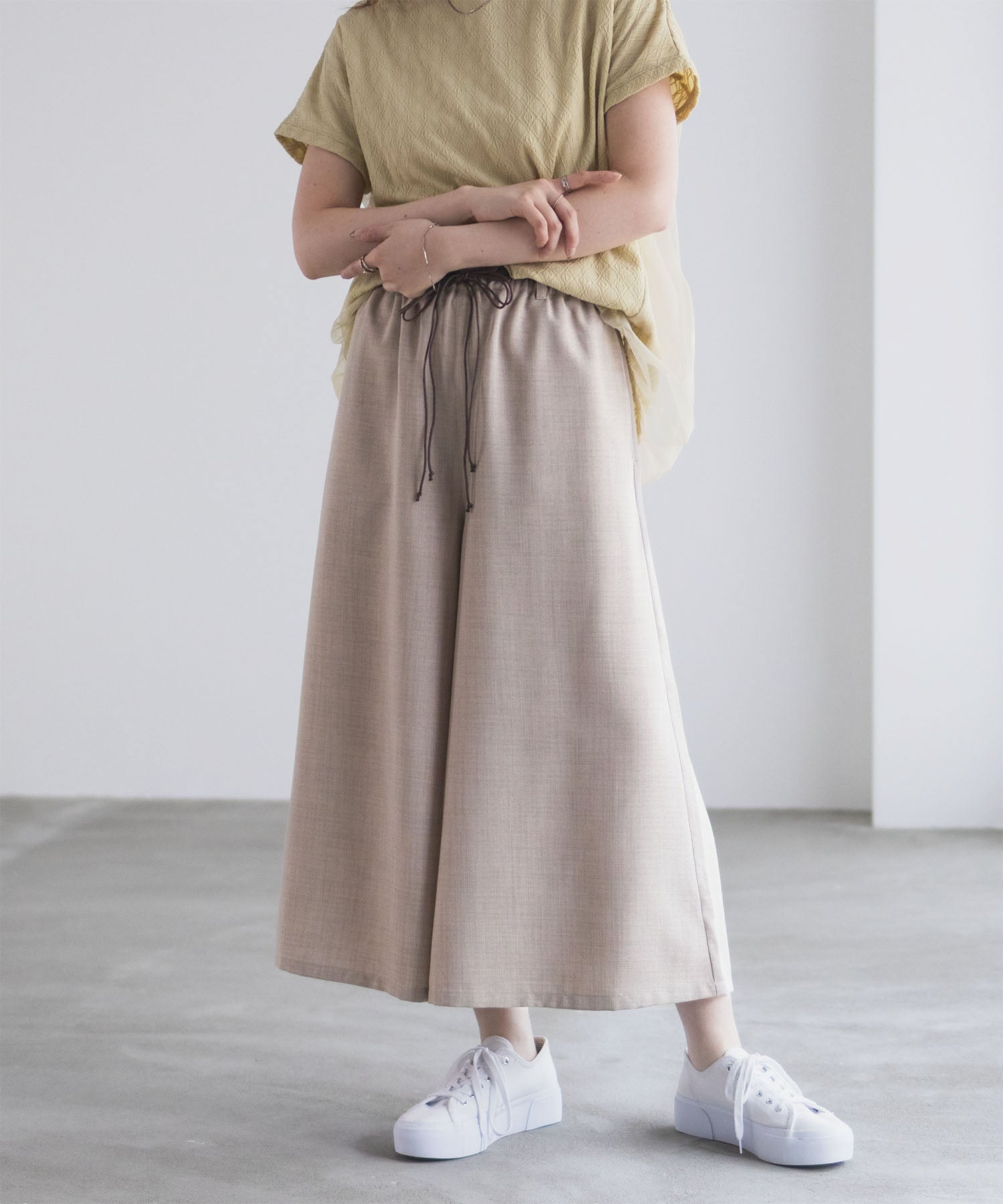 マックハウス Mac-House nAvy ベルト付きワイドクロップドパンツ （ブラック） ブラック