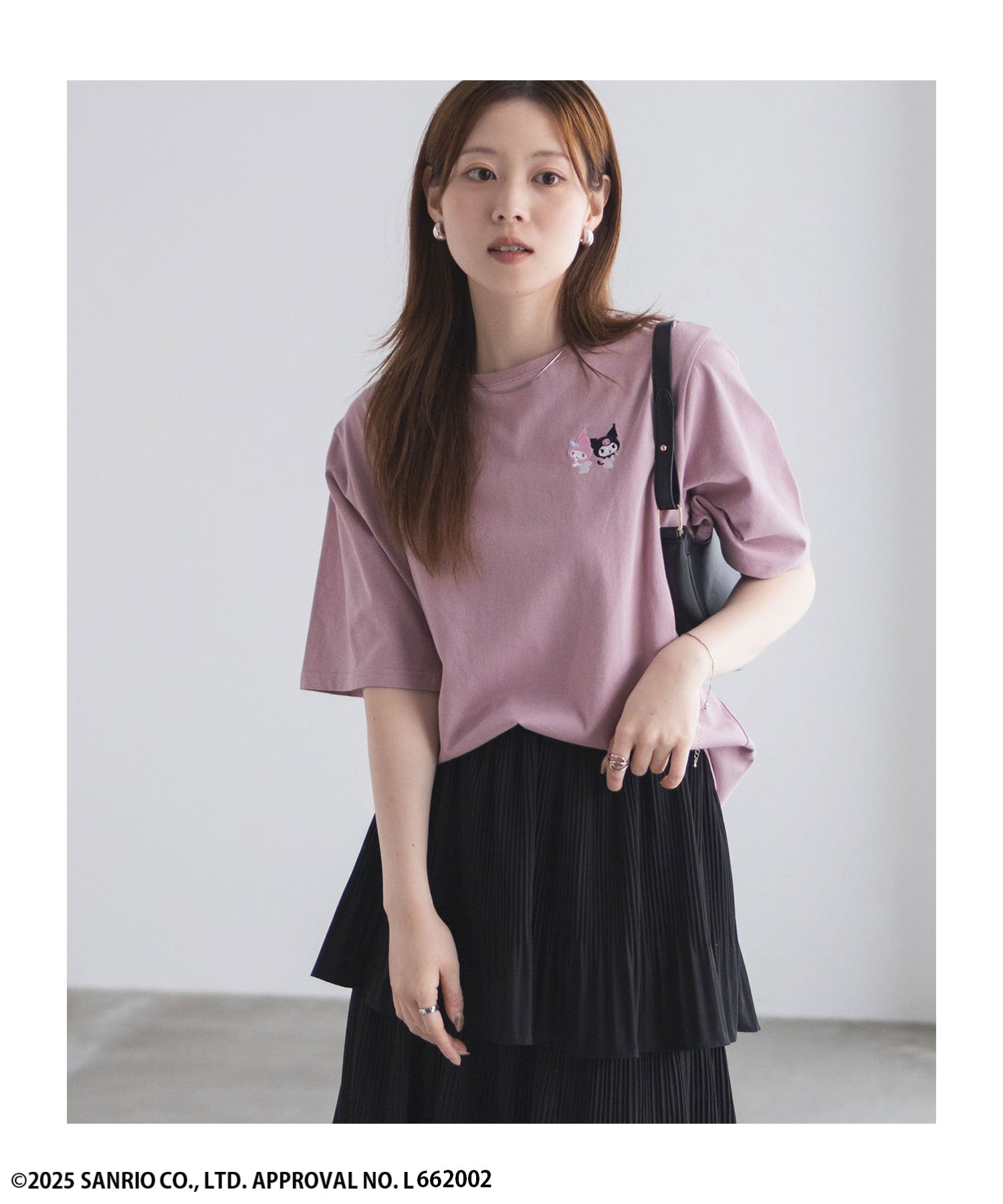 マックハウス Mac-House サンリオキャラクターズ マイメロディ クロミ ワンポイント刺繍Tシャツ （パープル） パープル