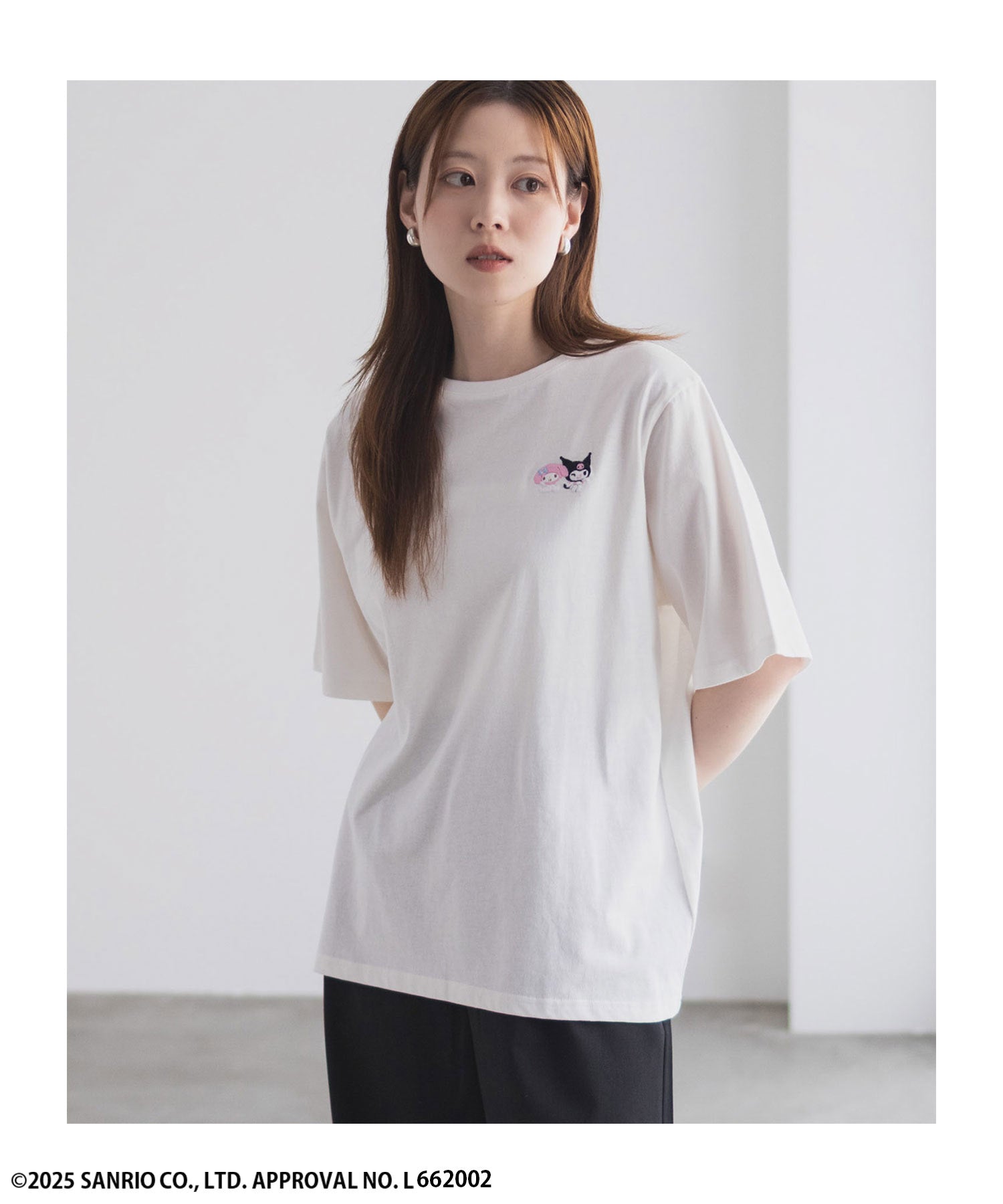 マックハウス Mac-House サンリオキャラクターズ マイメロディ クロミ ワンポイント刺繍Tシャツ （パープル） パープル