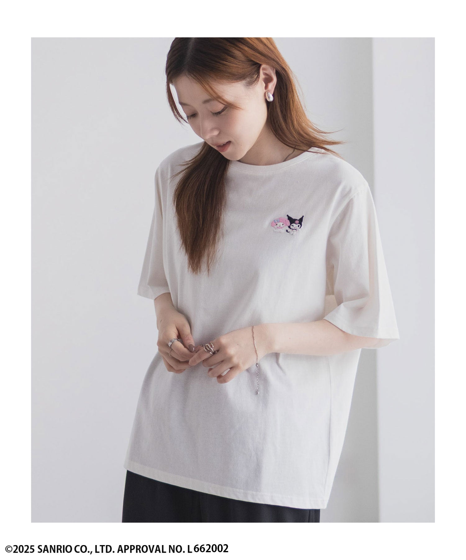 マックハウス Mac-House サンリオキャラクターズ マイメロディ クロミ ワンポイント刺繍Tシャツ （パープル） パープル