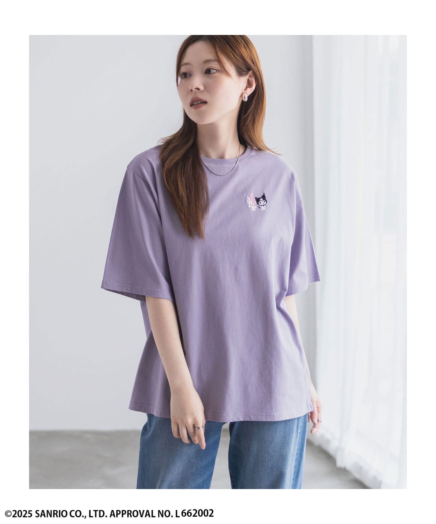 マックハウス Mac-House サンリオキャラクターズ マイメロディ クロミ ワンポイント刺繍Tシャツ （パープル） パープル