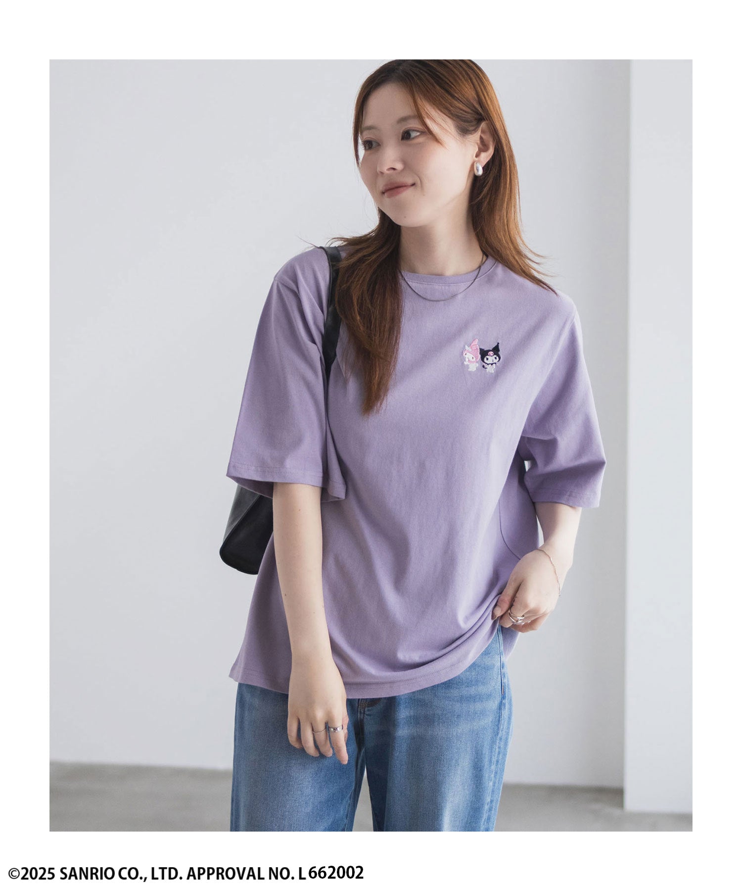 マックハウス Mac-House サンリオキャラクターズ マイメロディ クロミ ワンポイント刺繍Tシャツ （パープル） パープル