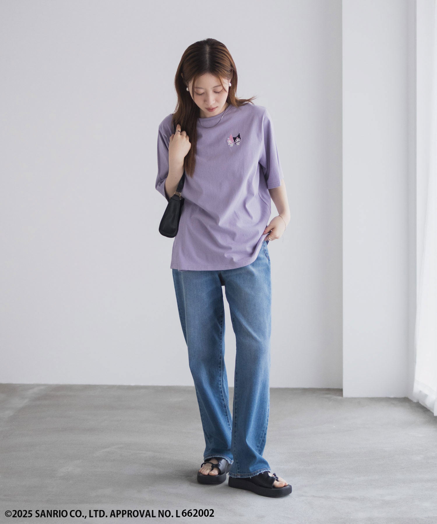 マックハウス Mac-House サンリオキャラクターズ マイメロディ クロミ ワンポイント刺繍Tシャツ （パープル） パープル