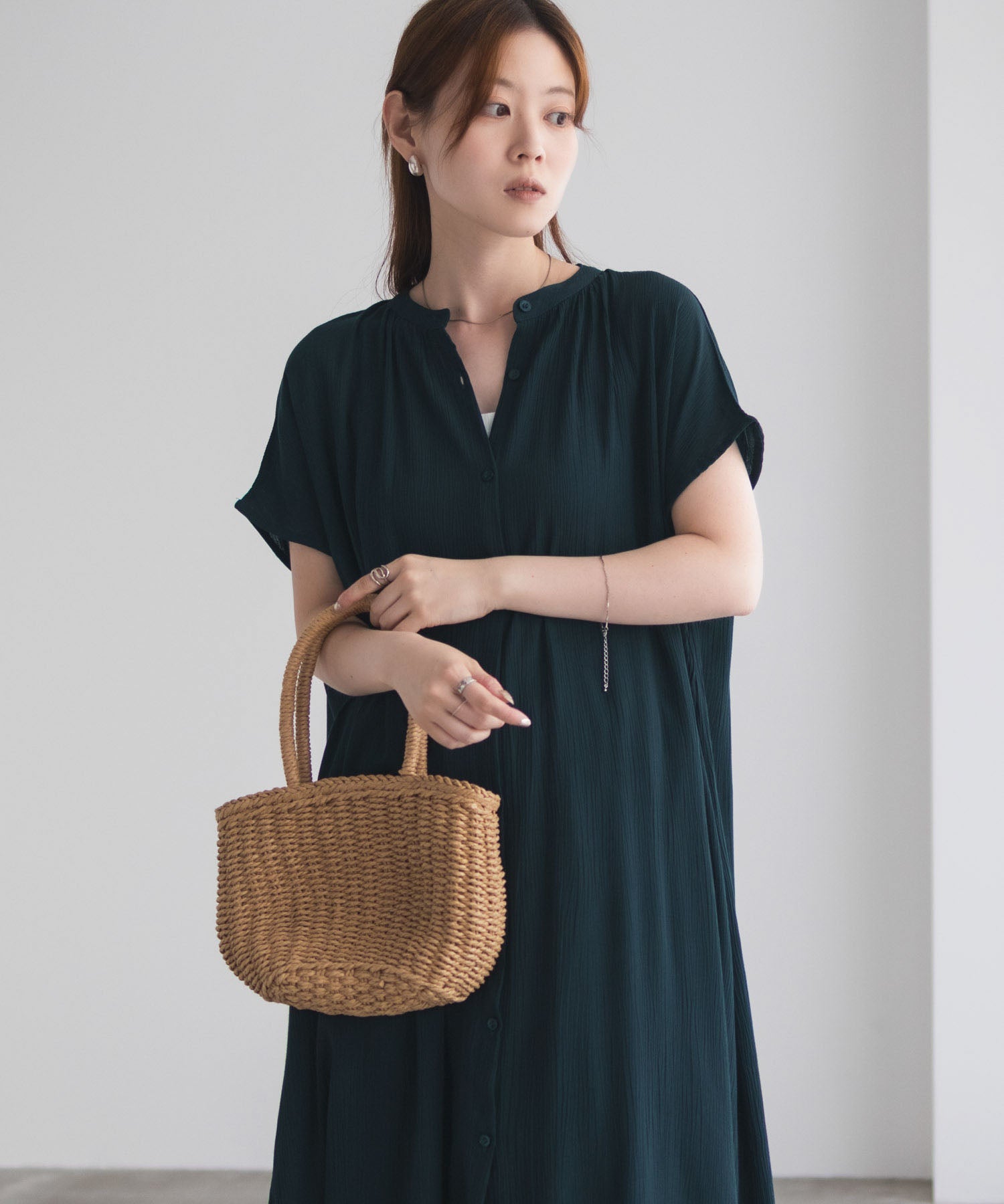 マックハウス Mac-House インドファブリック 前開きワンピース （グリーン） グリーン