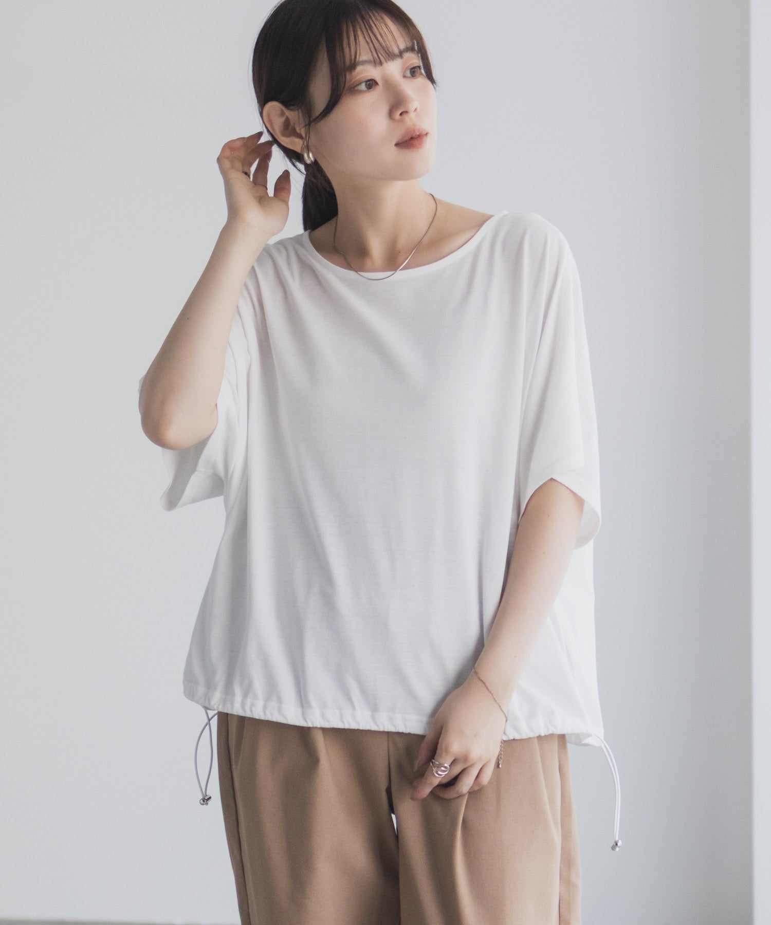 マックハウス Mac-House 裾ドロストカットソー （ブラック） ブラック