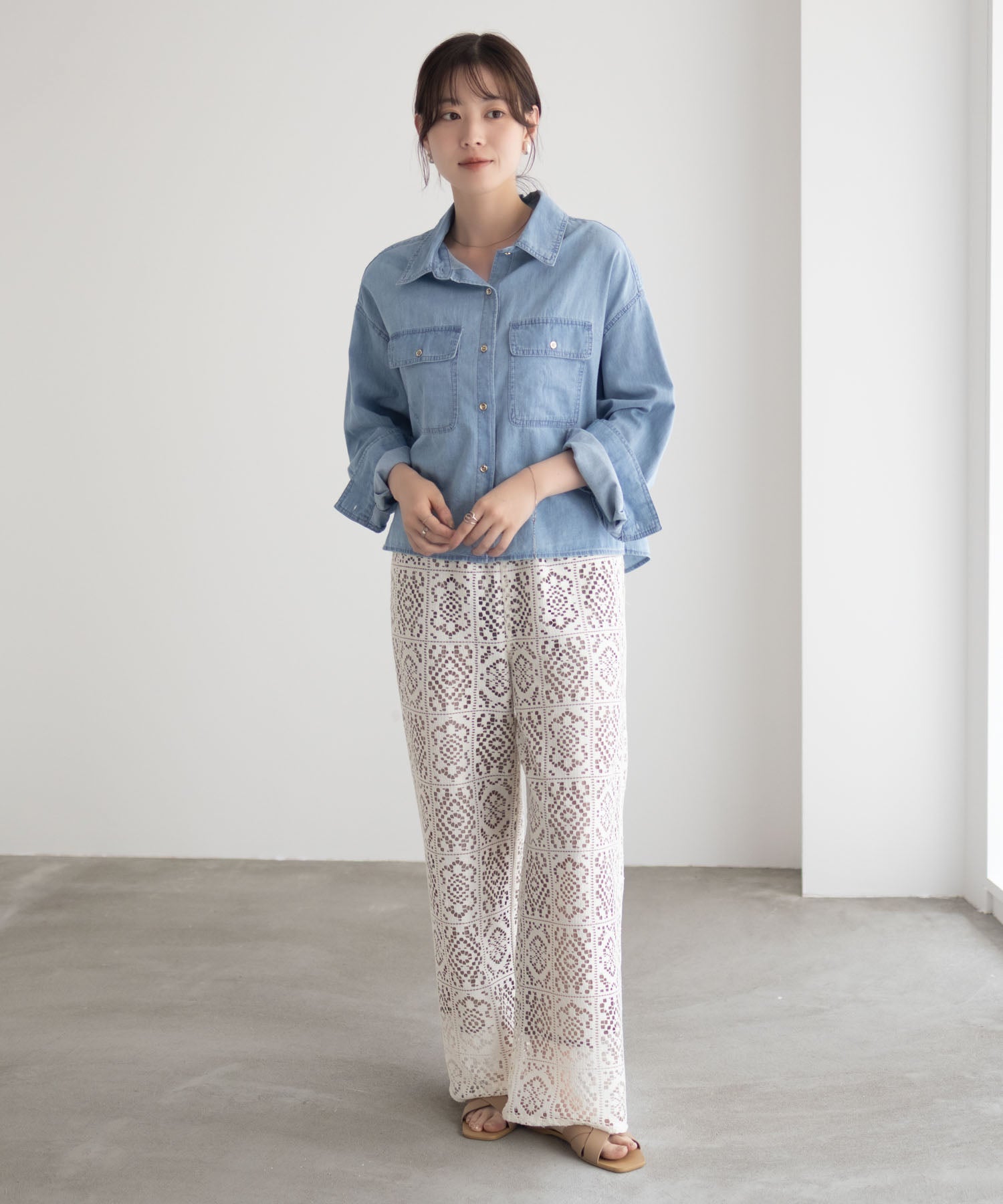 マックハウス Mac-House デニムコンパクトシャツ （ブルー） ブルー