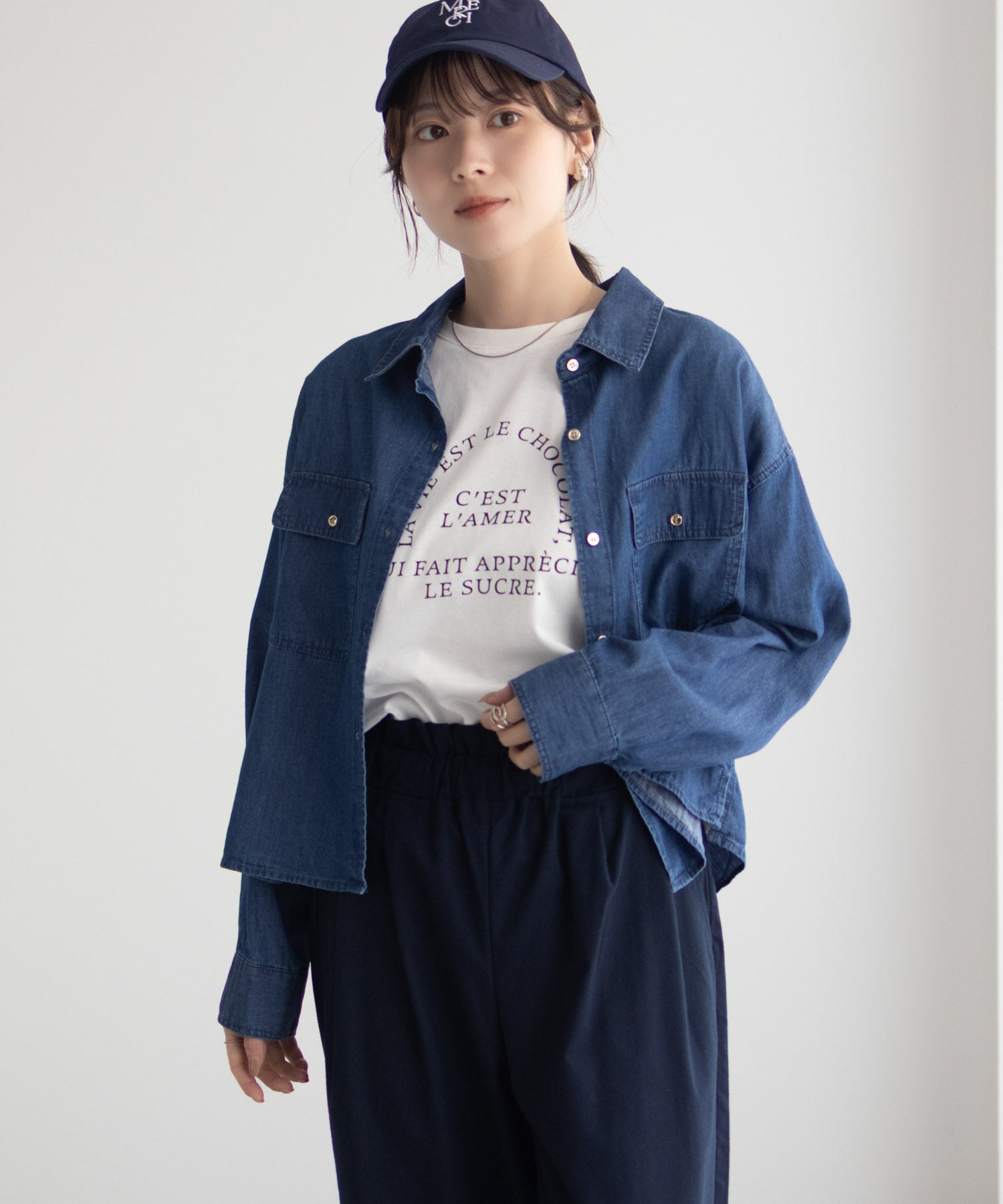 マックハウス Mac-House デニムコンパクトシャツ （ブルー） ブルー