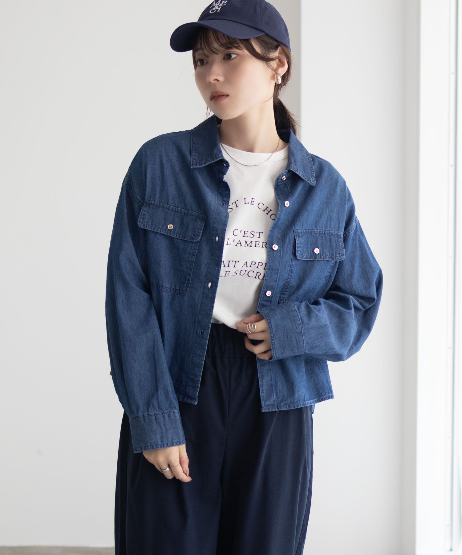 マックハウス Mac-House デニムコンパクトシャツ （ブルー） ブルー