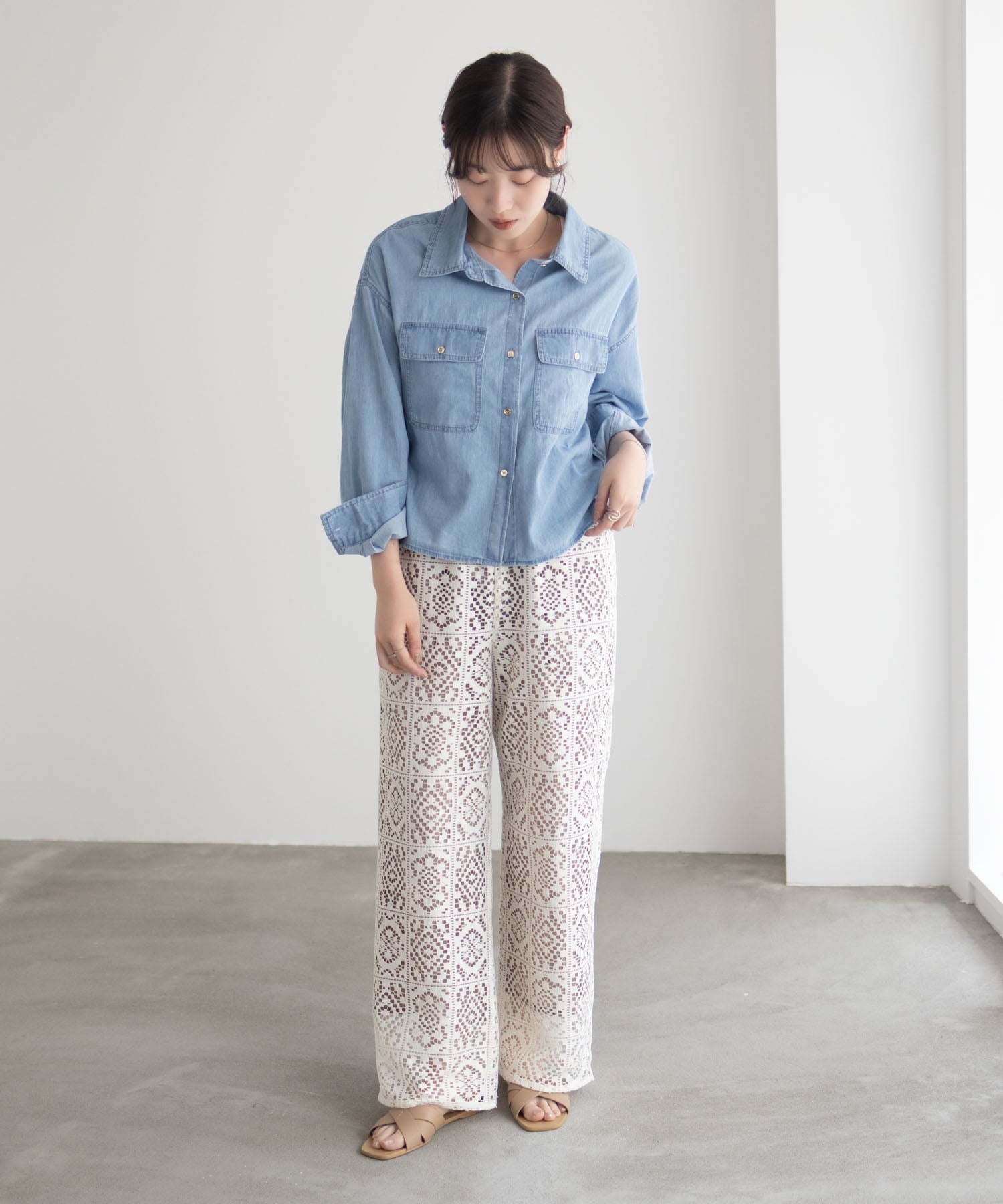 マックハウス Mac-House デニムコンパクトシャツ （ブルー） ブルー