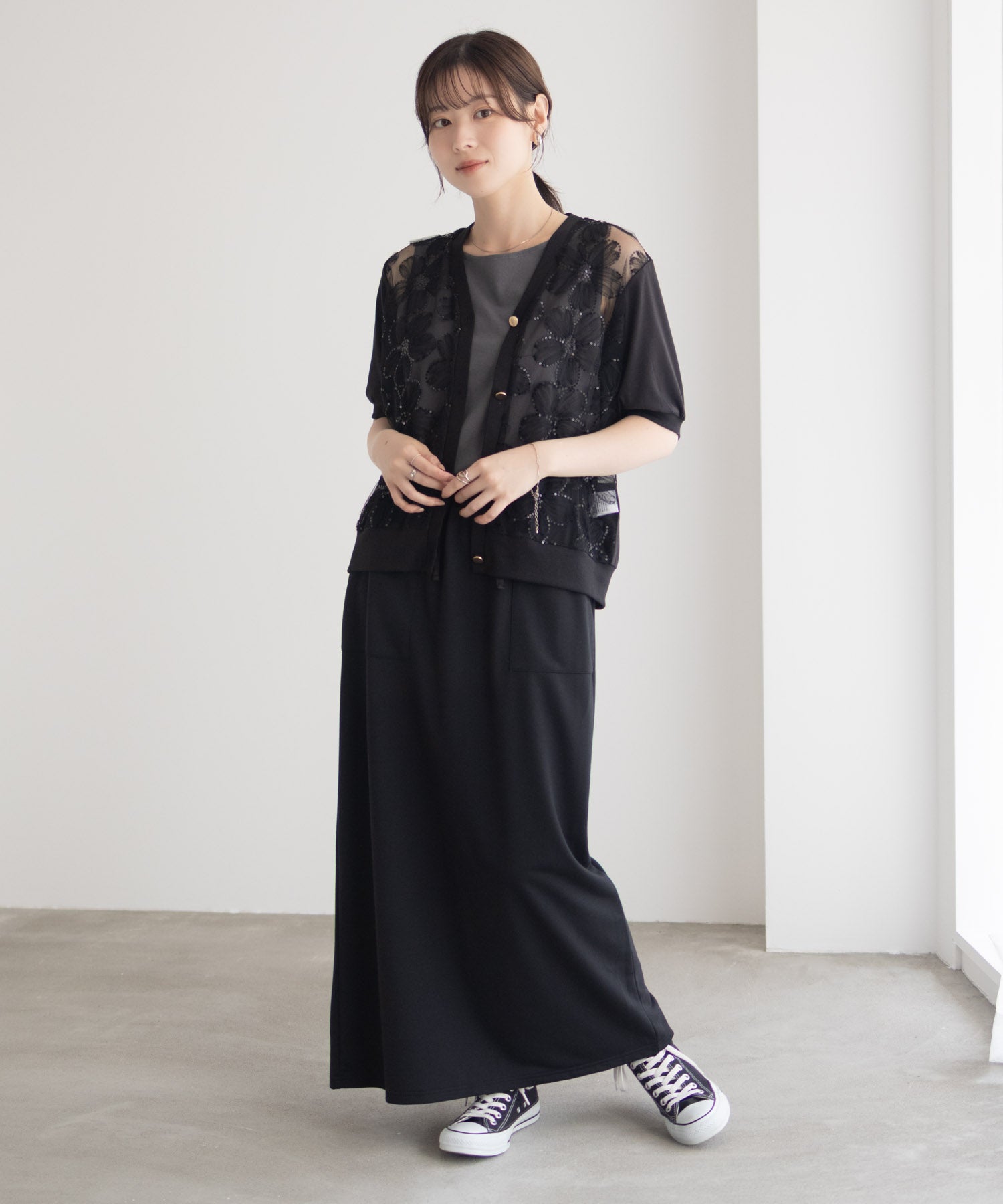 マックハウス Mac-House フラワーチュールハーフスリーブカーディガン （オフホワイト） オフホワイト