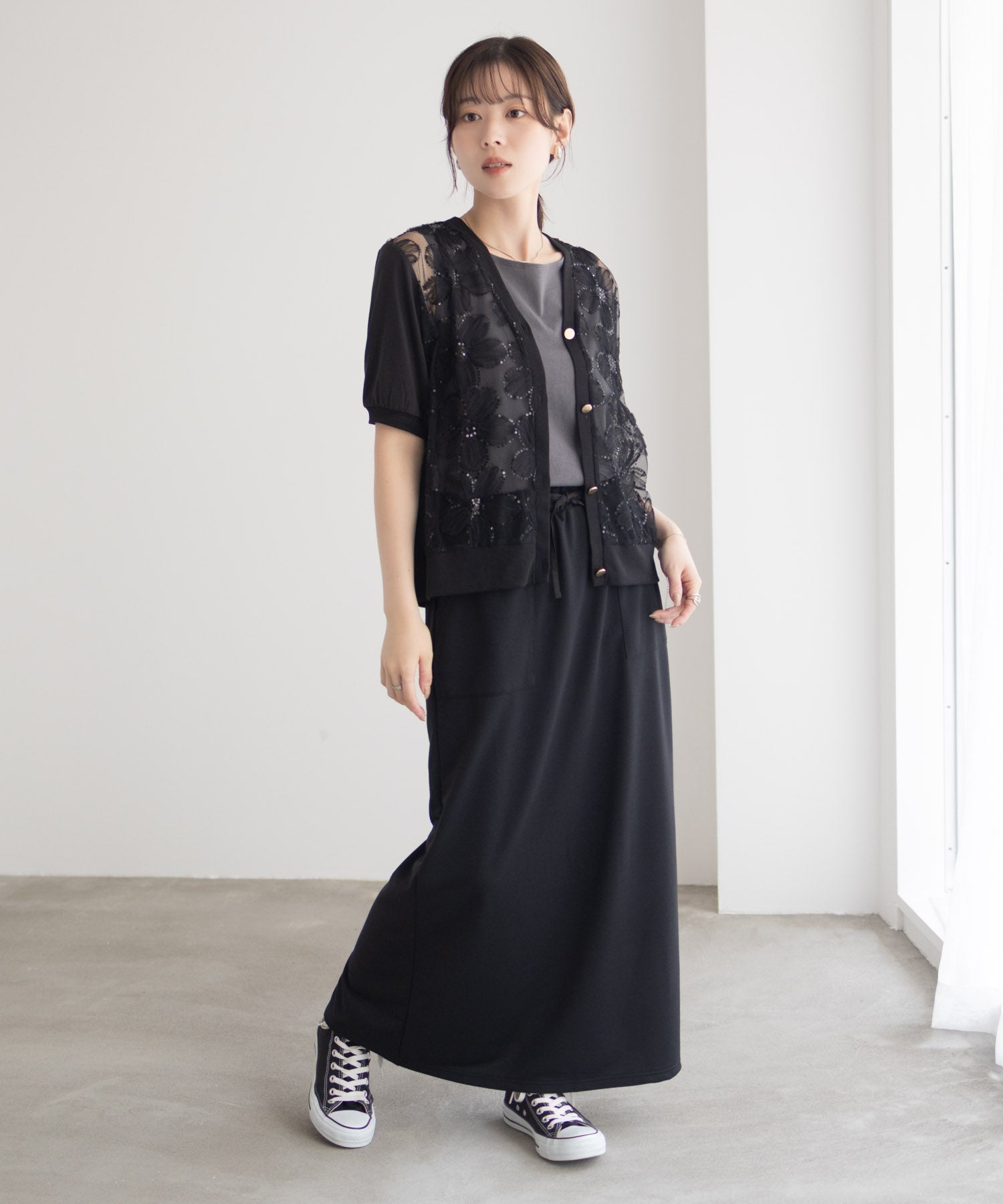 マックハウス Mac-House フラワーチュールハーフスリーブカーディガン （オフホワイト） オフホワイト